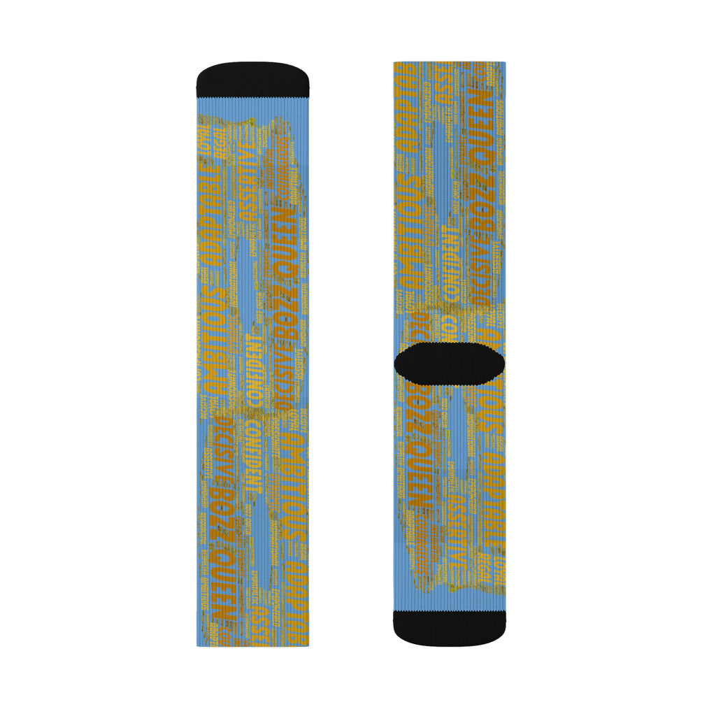Light Blue Bold Statement Socks | Inspirational Gift, Trendy Accessories, Positive Affirmations, Unique Fashion, Motivational Wear