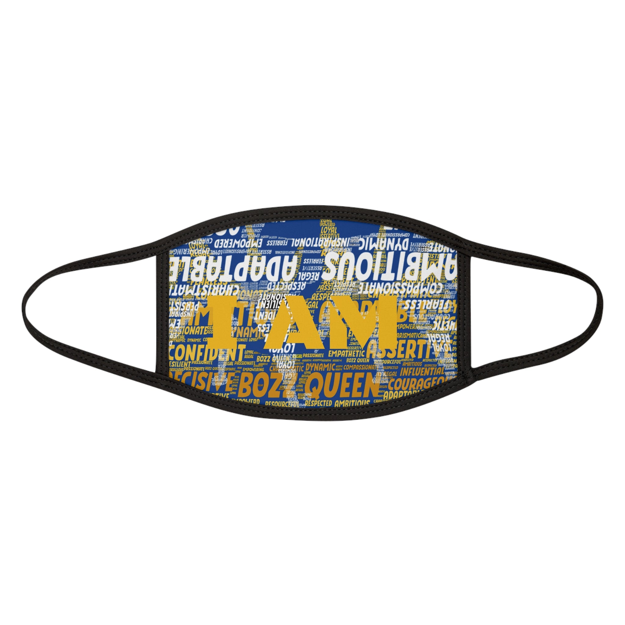 I AM Series Empowering Face Mask - Dark Blue & Brown Mixed-Fabric with Inspirational Quotes