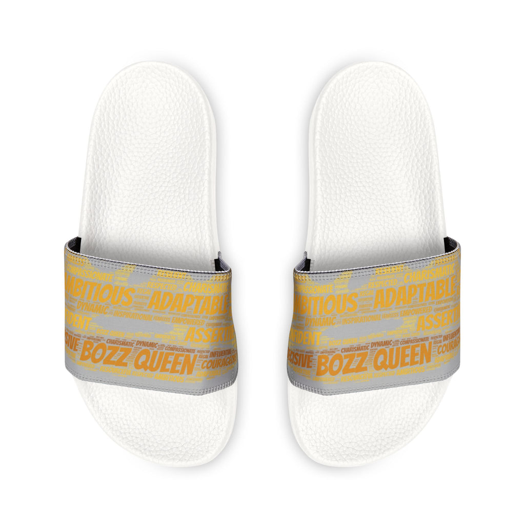 Bozz Queen Light Grey & Gold Women's Sandals - Removable Strap Beach Slides