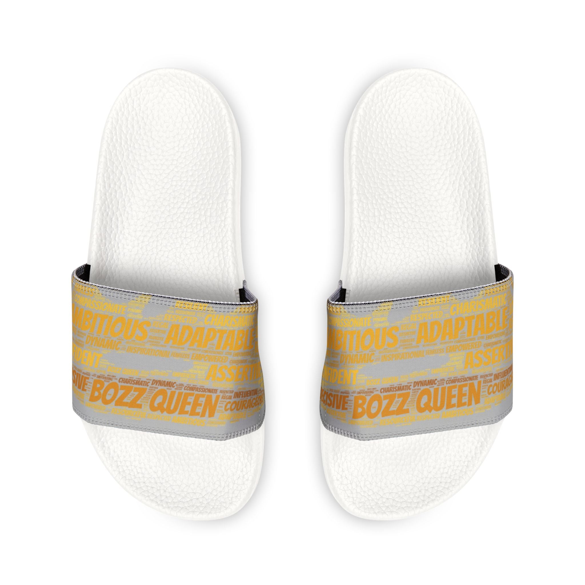 Bozz Queen Light Grey & Gold Women's Sandals - Removable Strap Beach Slides