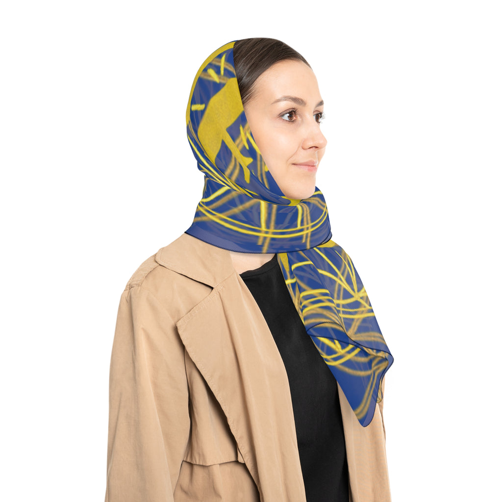 Bozz Queen Blue Poly Scarf - Vibrant Flower of Life Design for Stylish Women