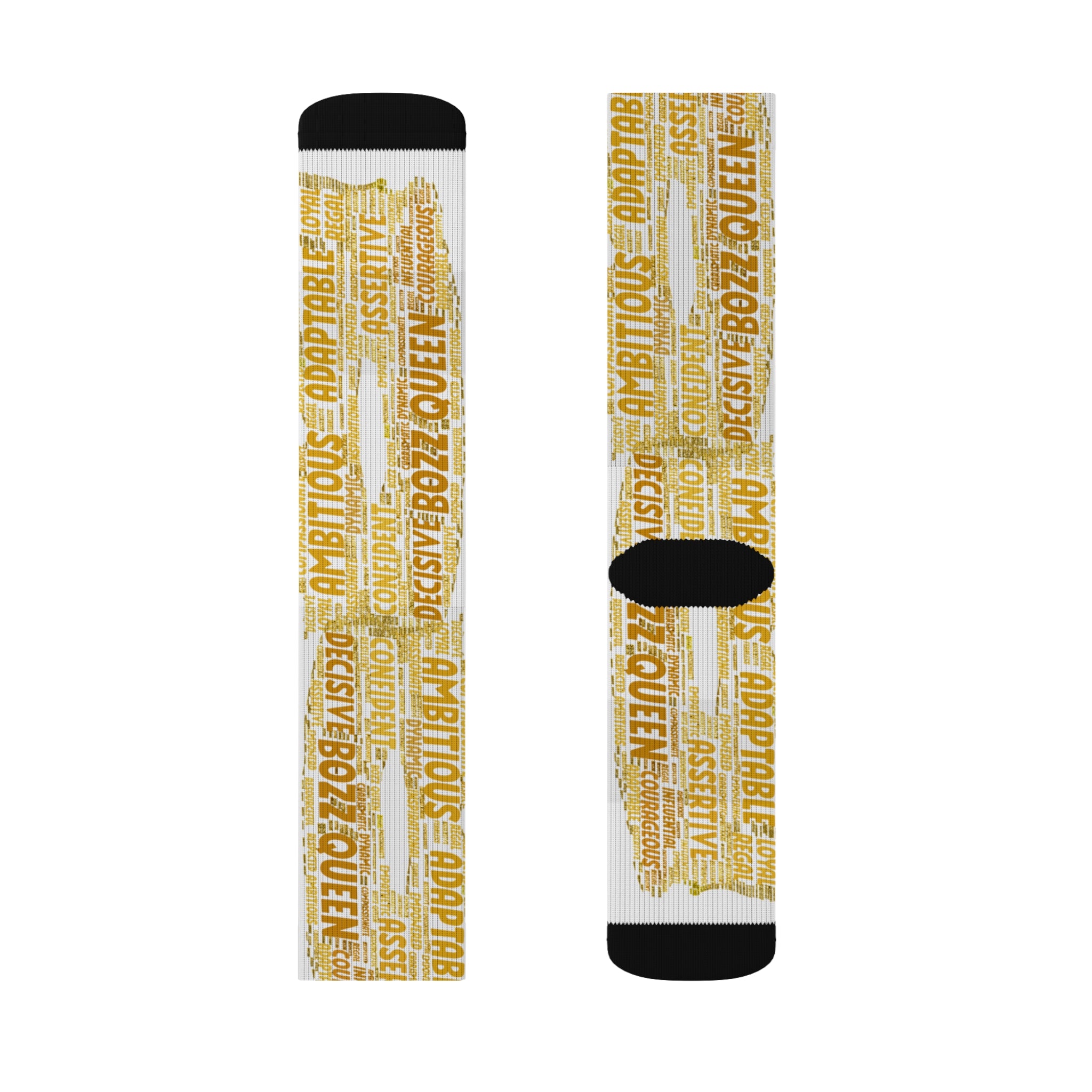 BOZZ QUEEN White Bold Statement Socks - Empowering Motivational Wear