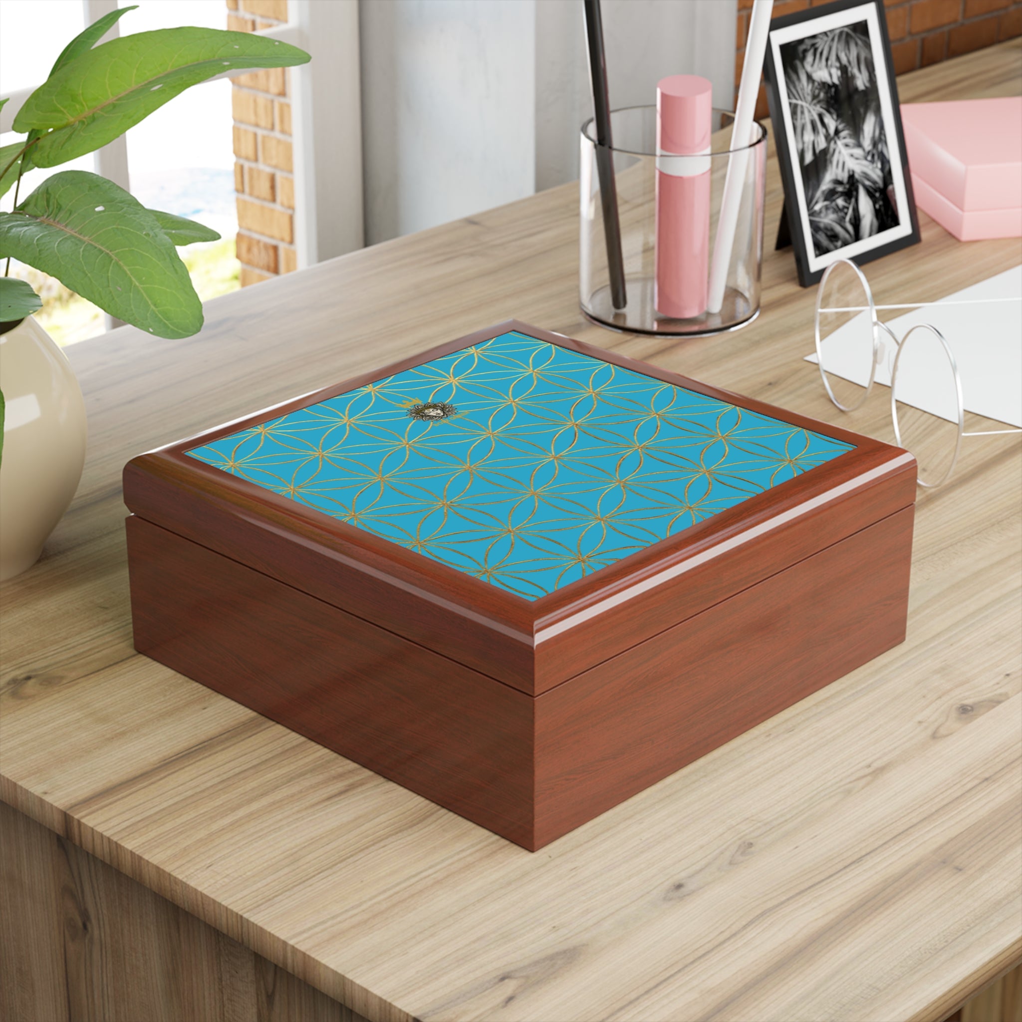 Flower of Life Jewelry Box - Turquoise Elegant Keepsake Organizer