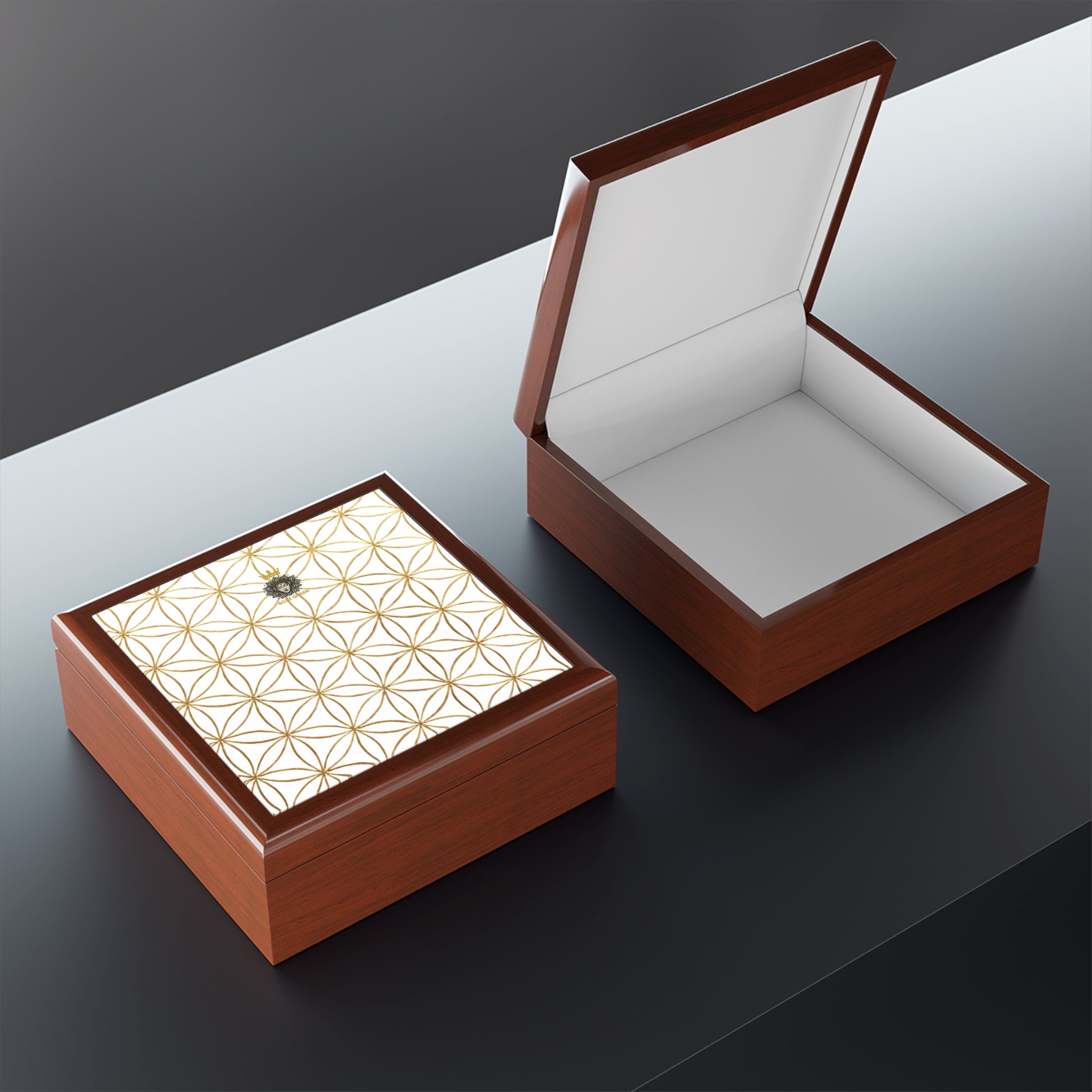 Flower of Life Jewelry Box - White & Gold Elegant Keepsake Organizer