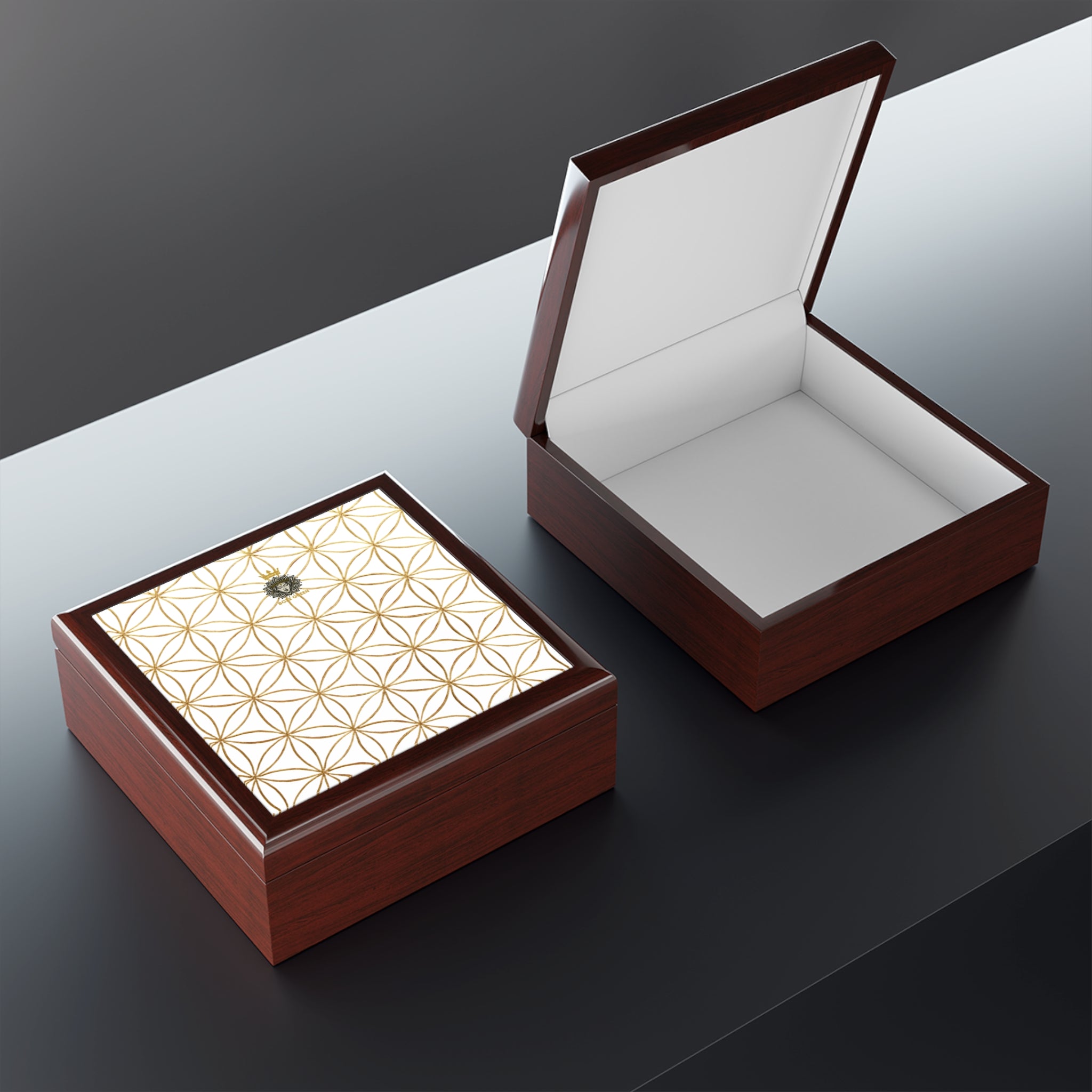Flower of Life Jewelry Box - White & Gold Elegant Keepsake Organizer