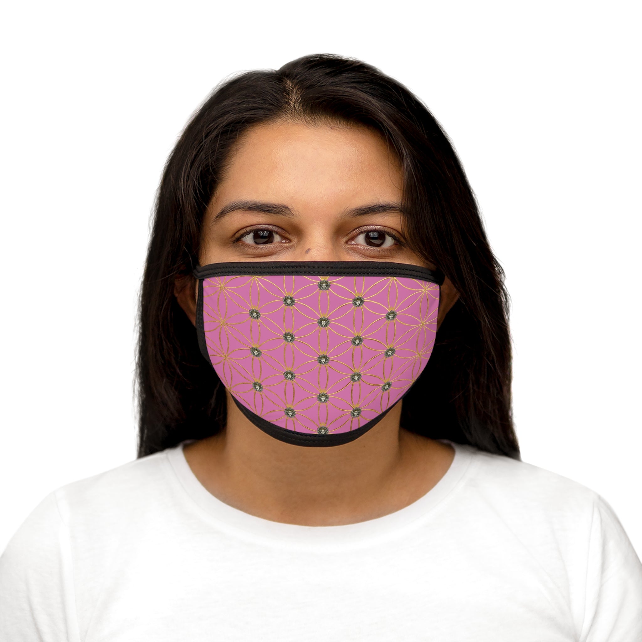 Bozz Queen Flower of Life Face Mask - Light Pink & Gold Stylish Breathable Cloth Mask