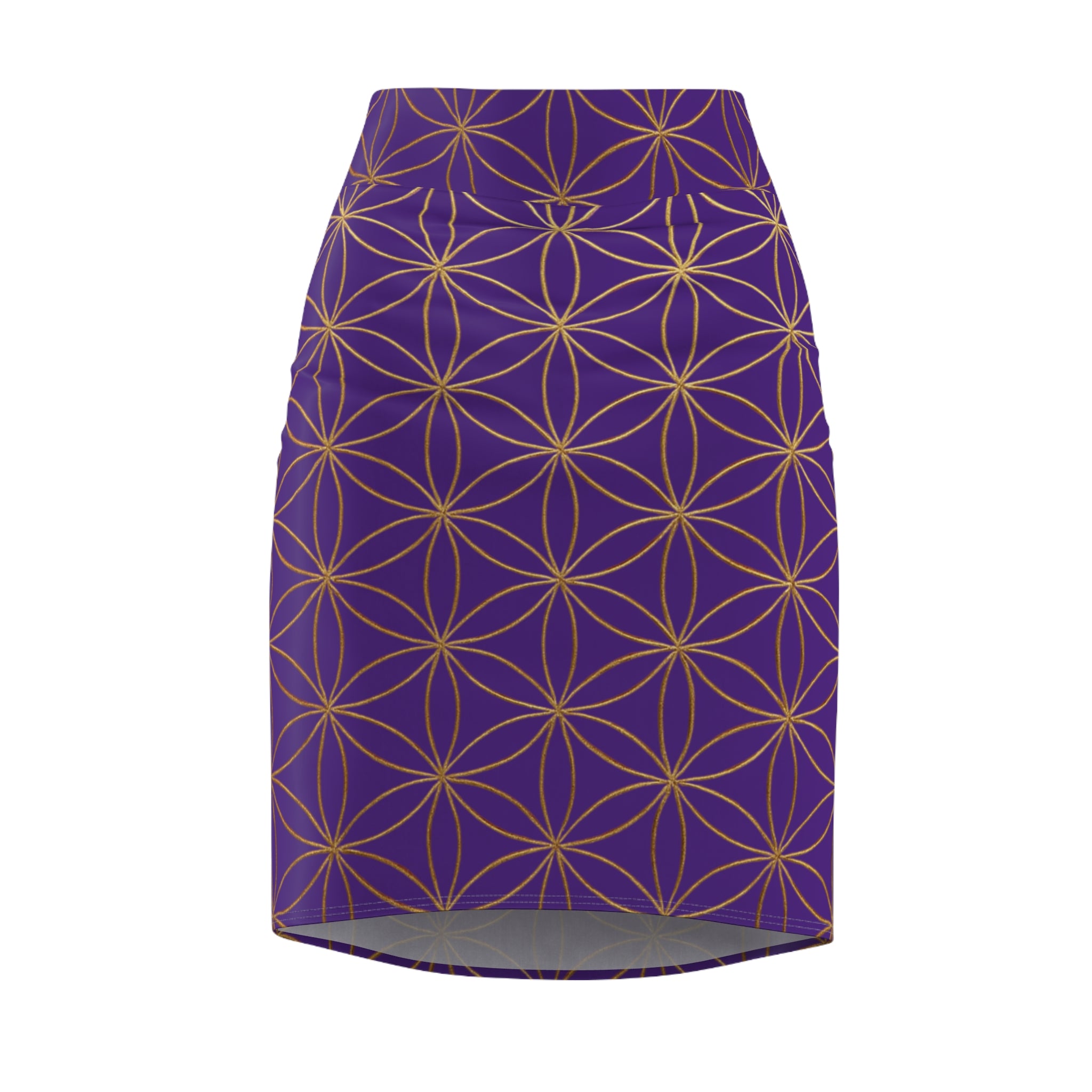 Purple Flower of Life Pencil Skirt - Women's Chic Office & Date Night Skirt