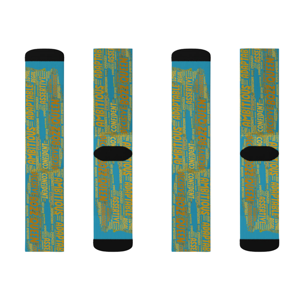 BOZZ QUEEN Turquoise Bold Statement Socks - Empowering Motivational Wear