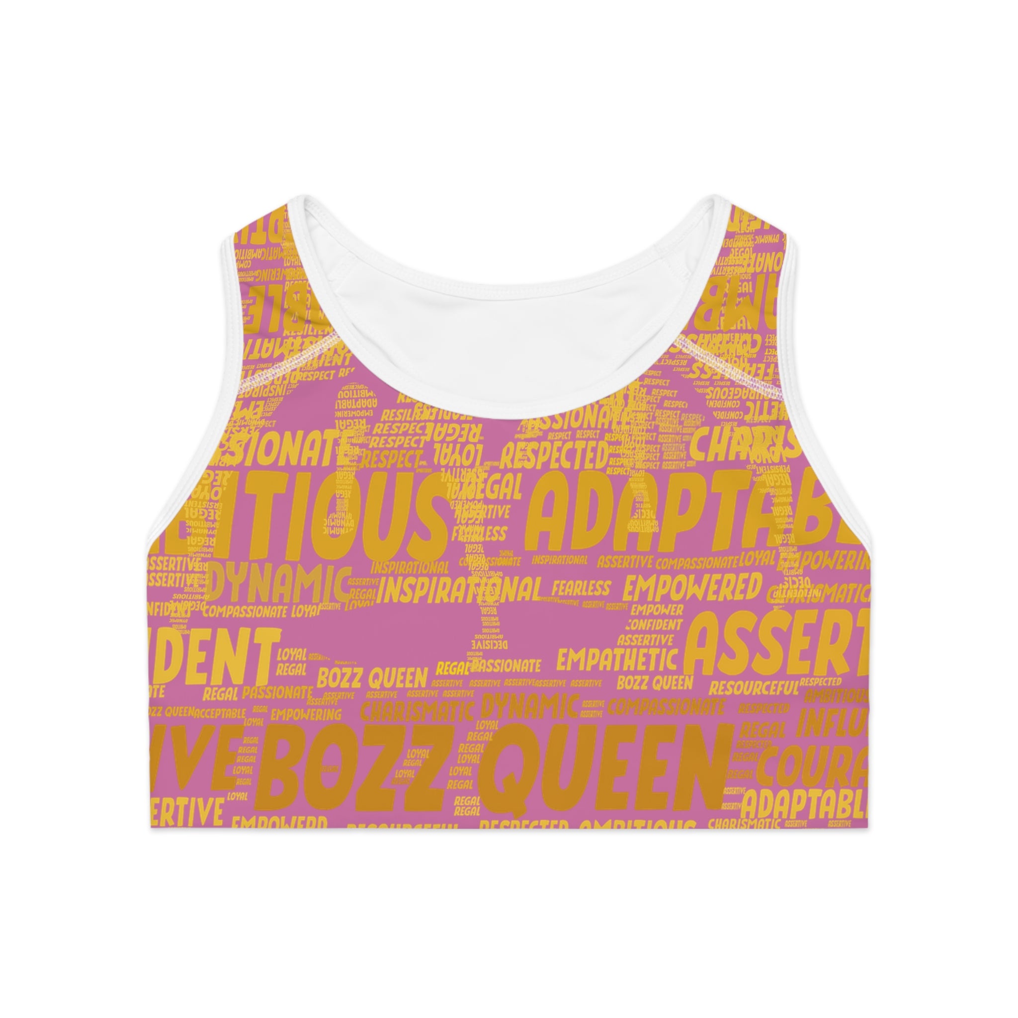 Empowered Words Sports Bra - Bozz Queen Origin Collection | Light Pink & Yellow