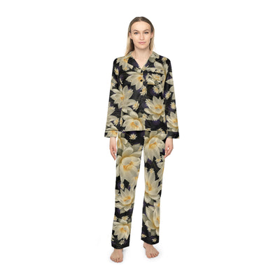 Crown Chakra Floral Satin Pajamas Set - Luxurious Women's Sleepwear Gift