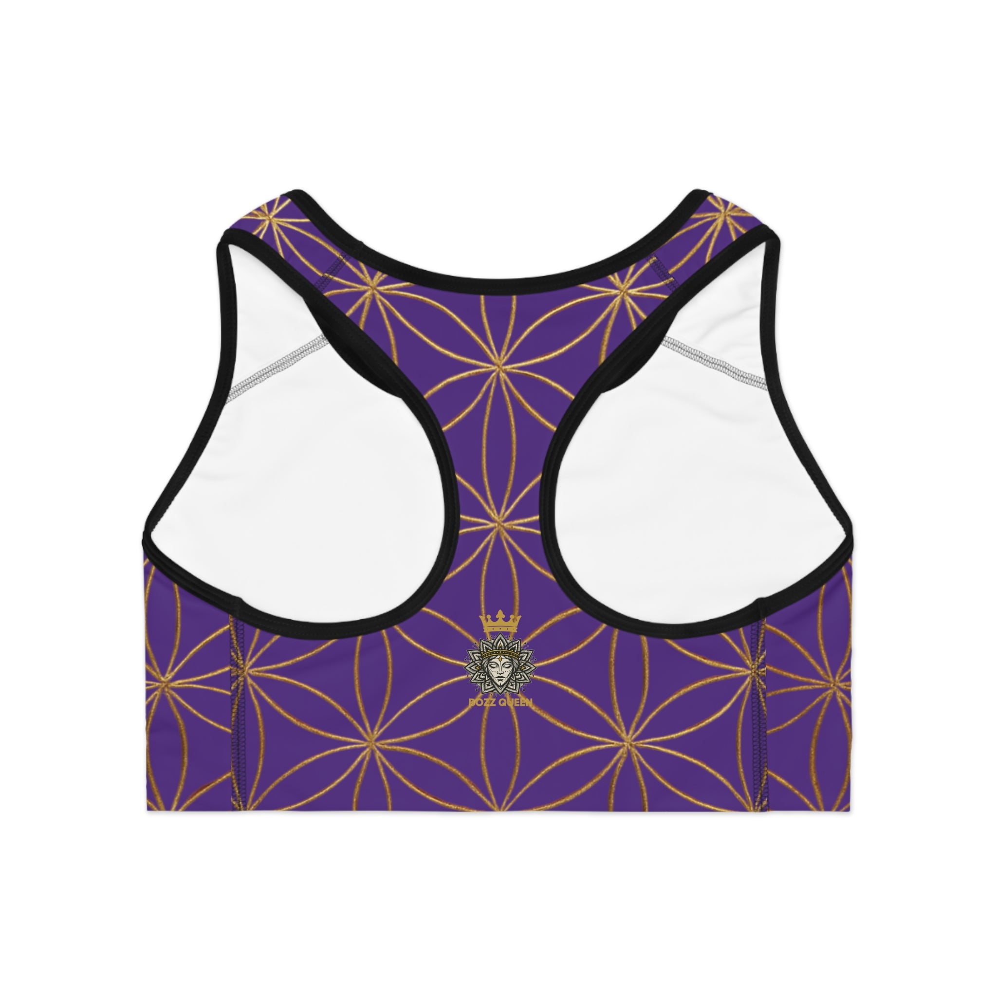 Bozz Queen Purple & Gold Flower of Life Sports Bra - Yoga Workout Top