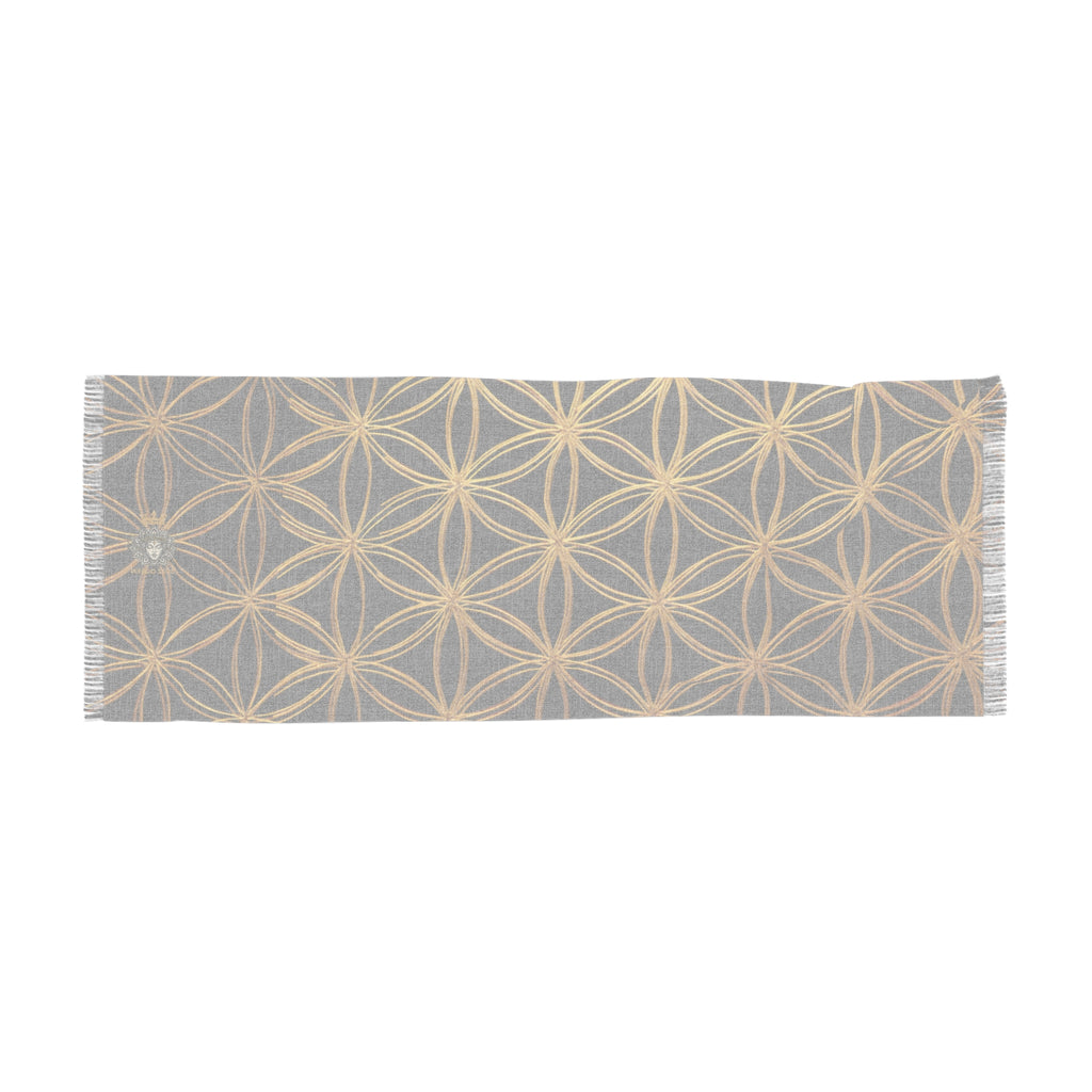 Black & Gold Flower of Life Scarf - Geometric Pattern | Bozz Queen