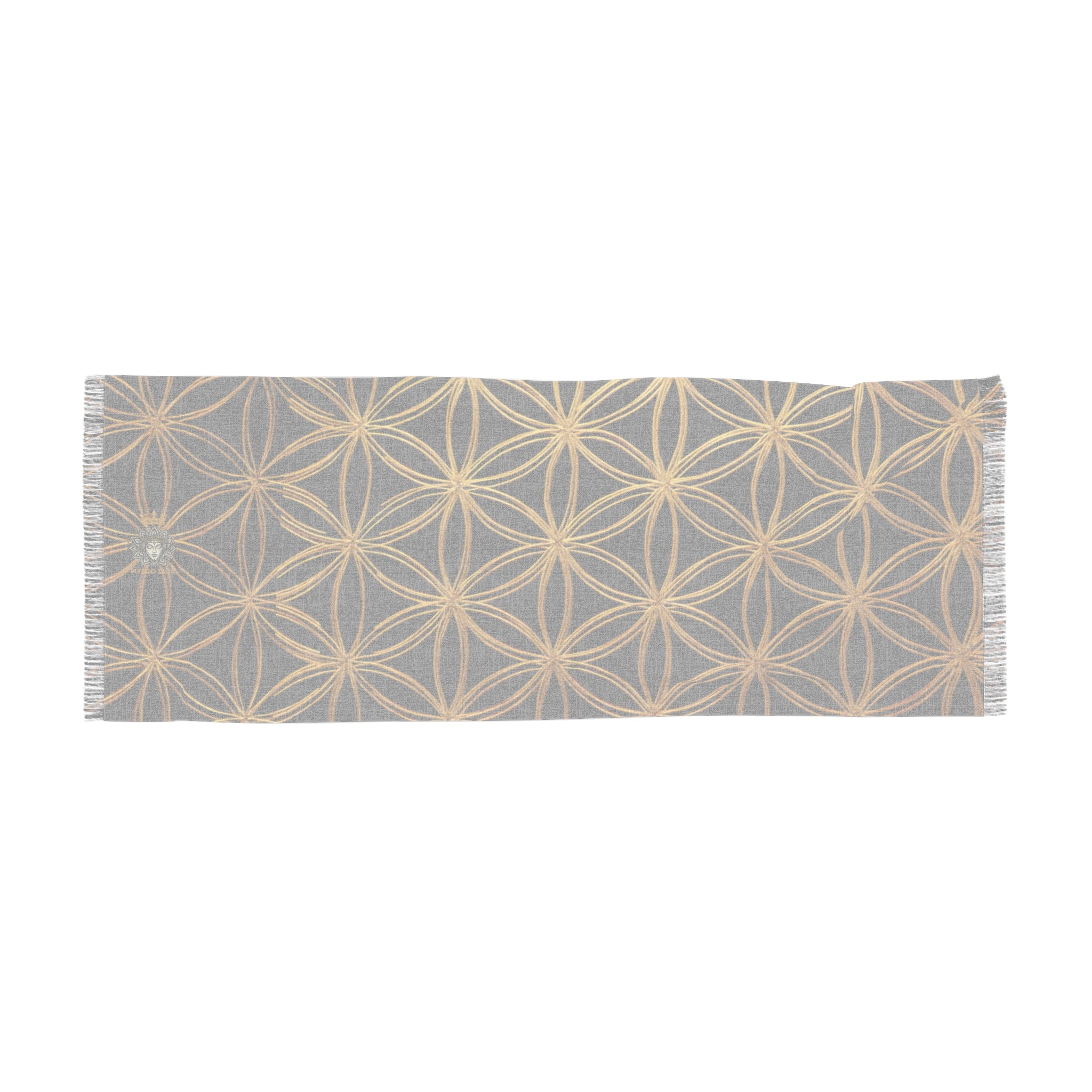 Black & Gold Flower of Life Scarf - Geometric Pattern | Bozz Queen