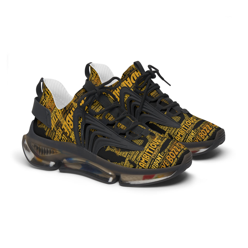 Bozz Queen Black & Yellow Women's Mesh Sneakers - Comfortable Athletic Shoes