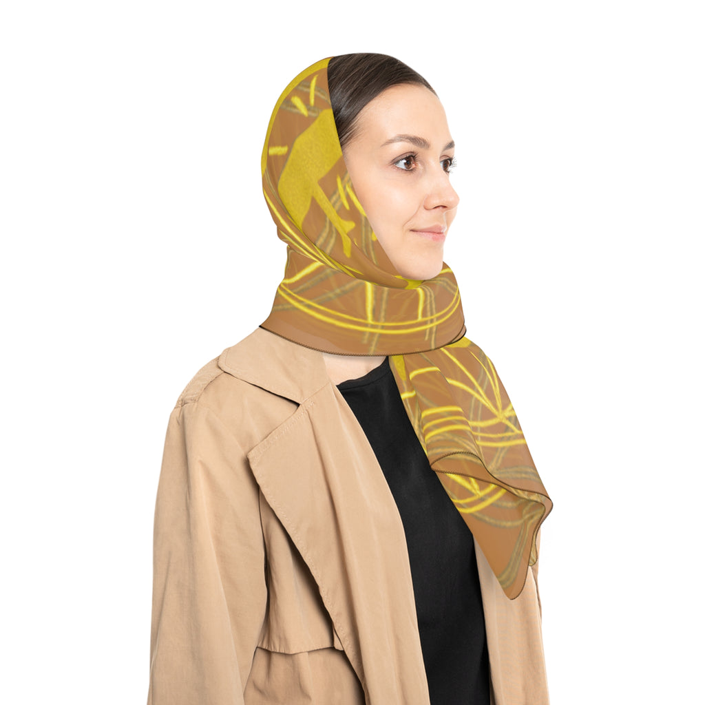 Bozz Queen Light Brown Poly Scarf - Vibrant Flower of Life Design for Stylish Women