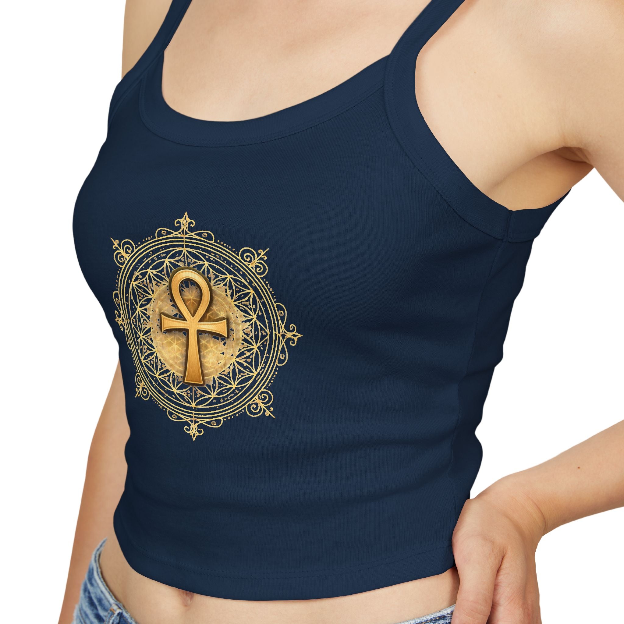 Ankh Spaghetti Strap Tank Top - Sacred Symbol Athleisure