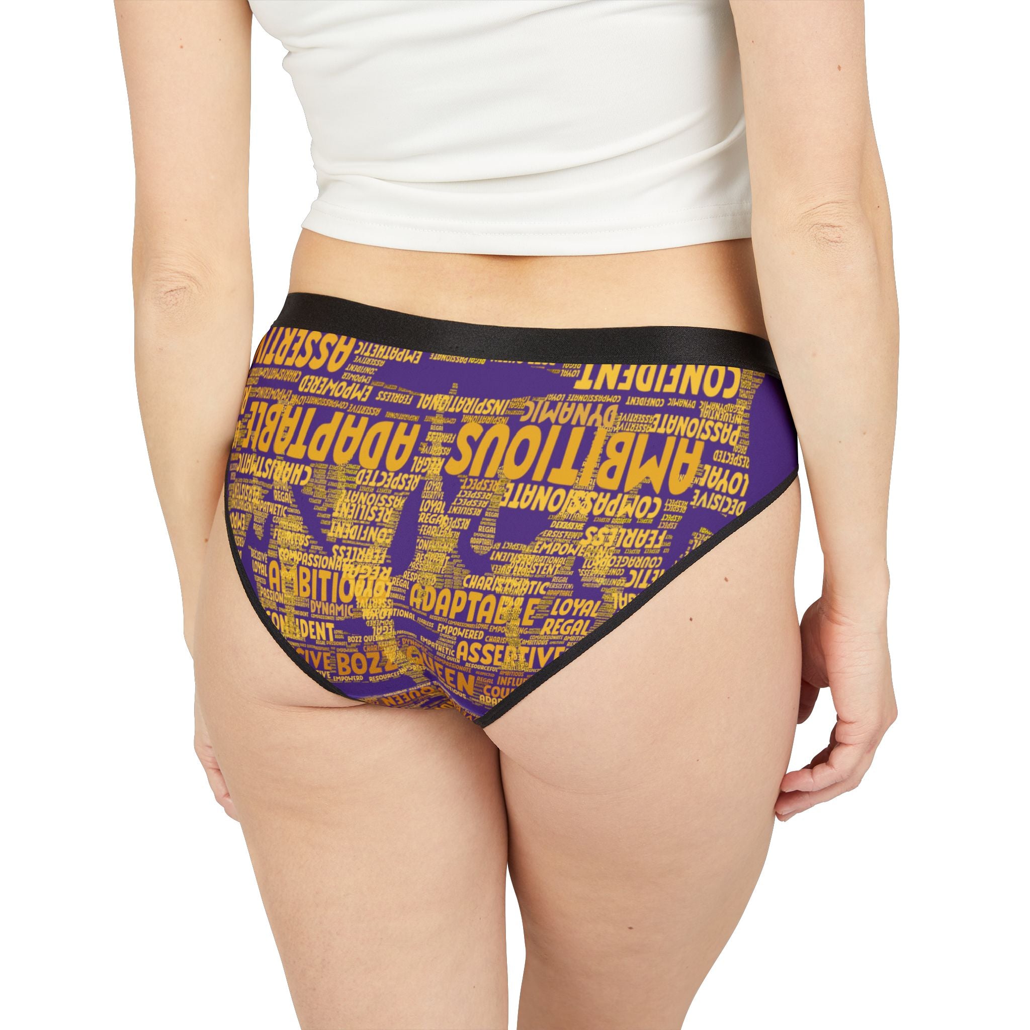Women's Purple Yellow Motivational Underwear - Bold Statement Lingerie