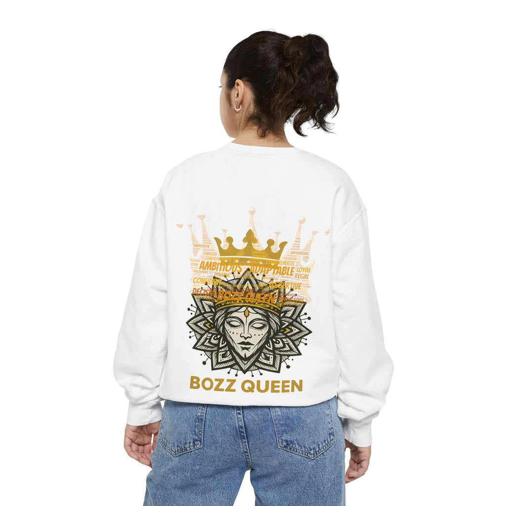 Bozz Queen Women Garment-Dyed Sweatshirt - Flower of Life Design