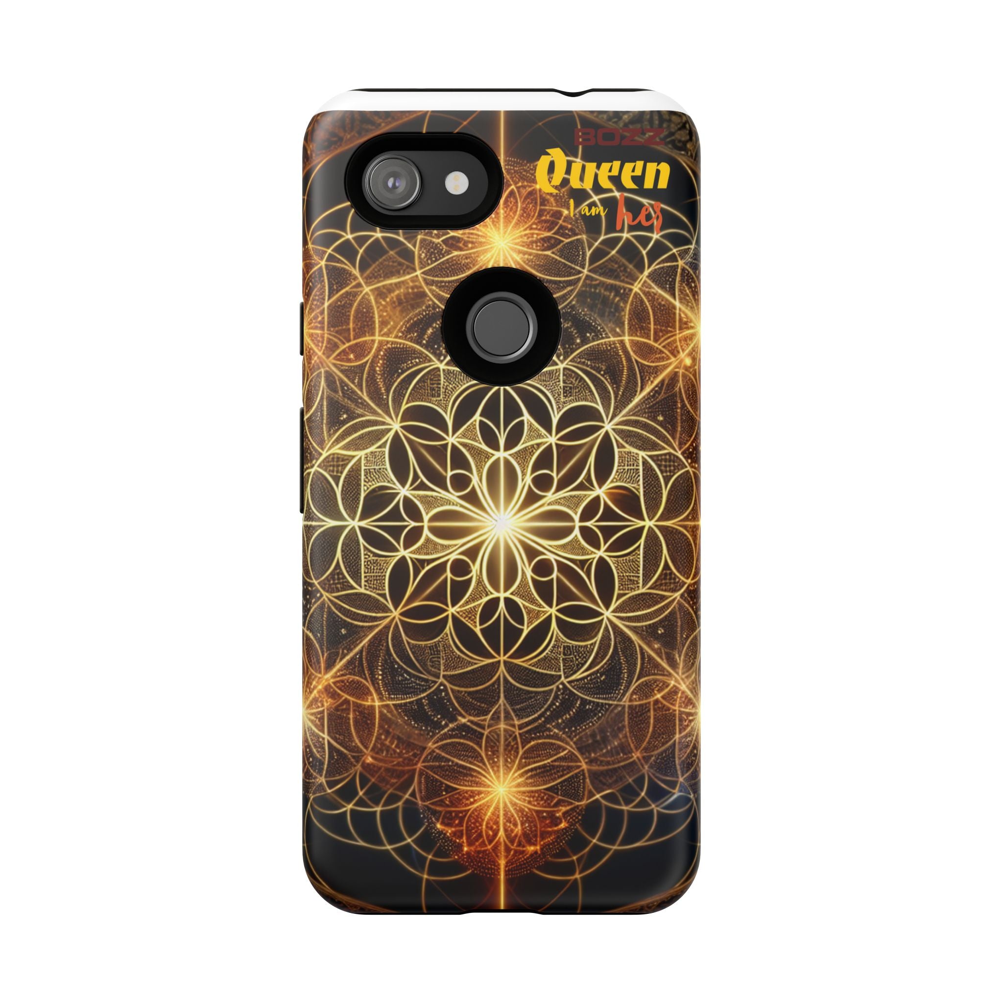 Golden Flower Mandala Phone Case, Tough Cases, Bohemian Phone Cover, Unique Gift for Him/Her, Spiritual and Artistic Design