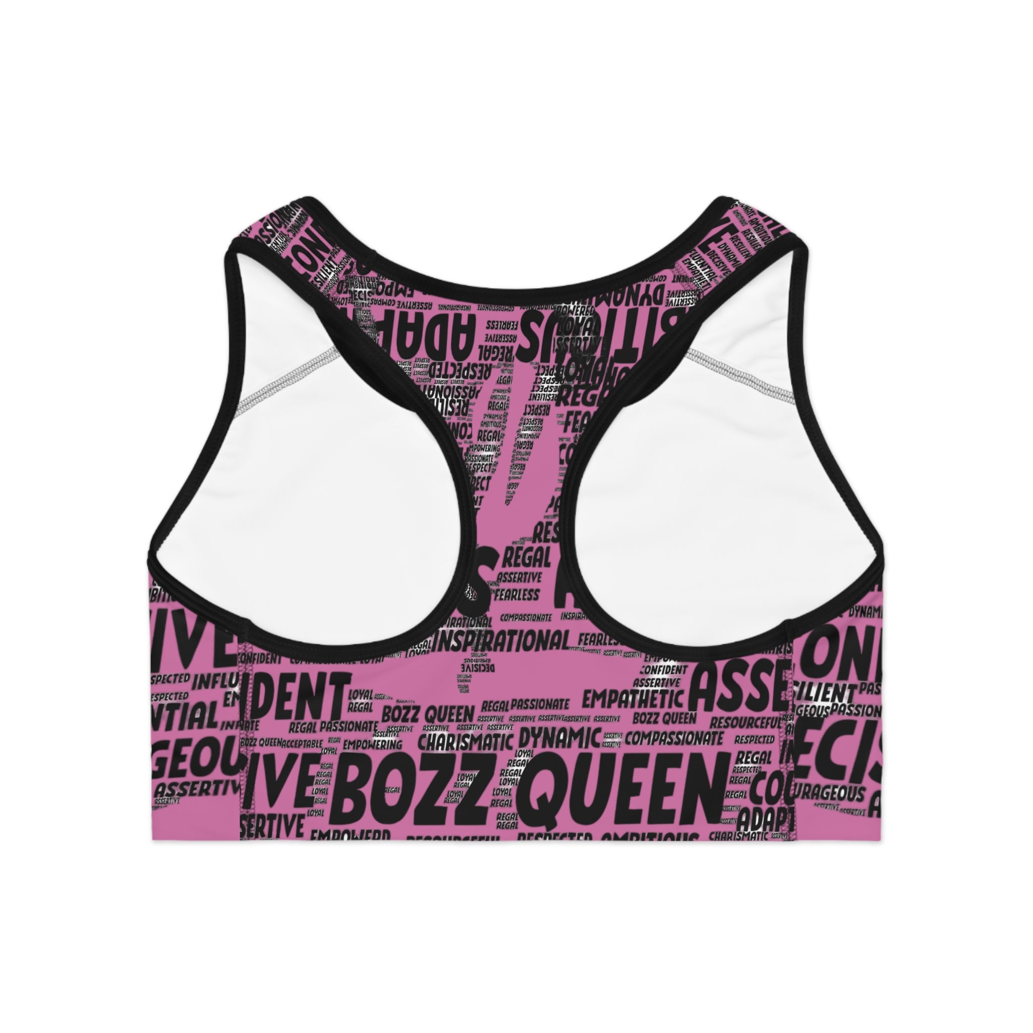 Empowering Sports Bra - Bozz Queen Origin Collection | Light Pink & Black