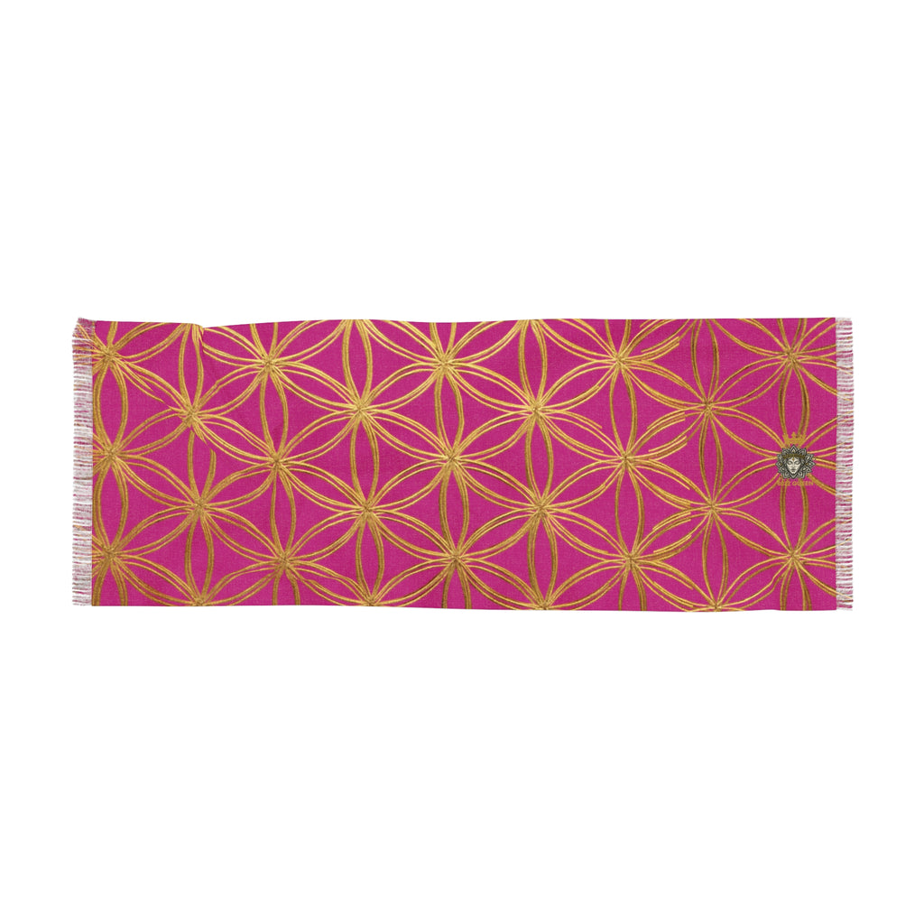 Flower of Life Scarf - Pink & Gold Geometric Pattern | Bozz Queen