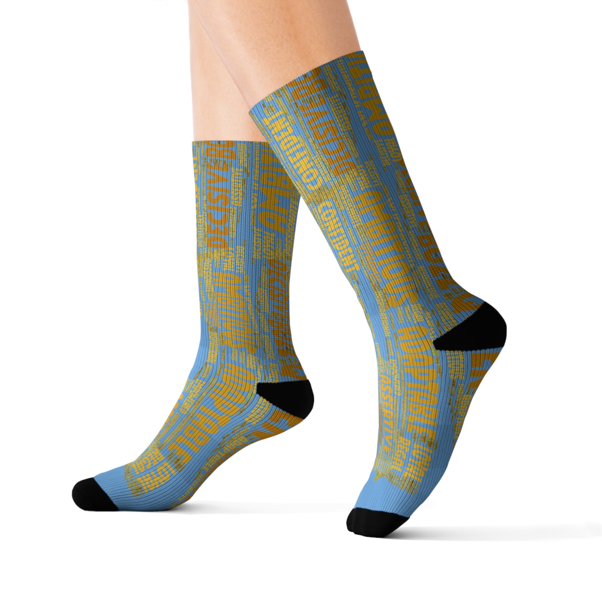 Light Blue Bold Statement Socks | Inspirational Gift, Trendy Accessories, Positive Affirmations, Unique Fashion, Motivational Wear