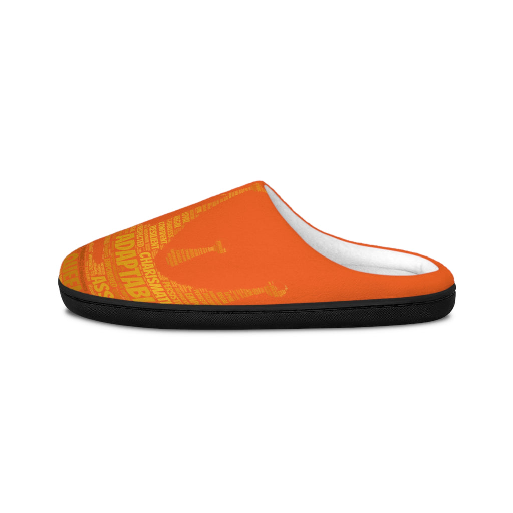 Bozz Queen Orange & Gold Women's Indoor Slippers - Soft Flannel House Shoes