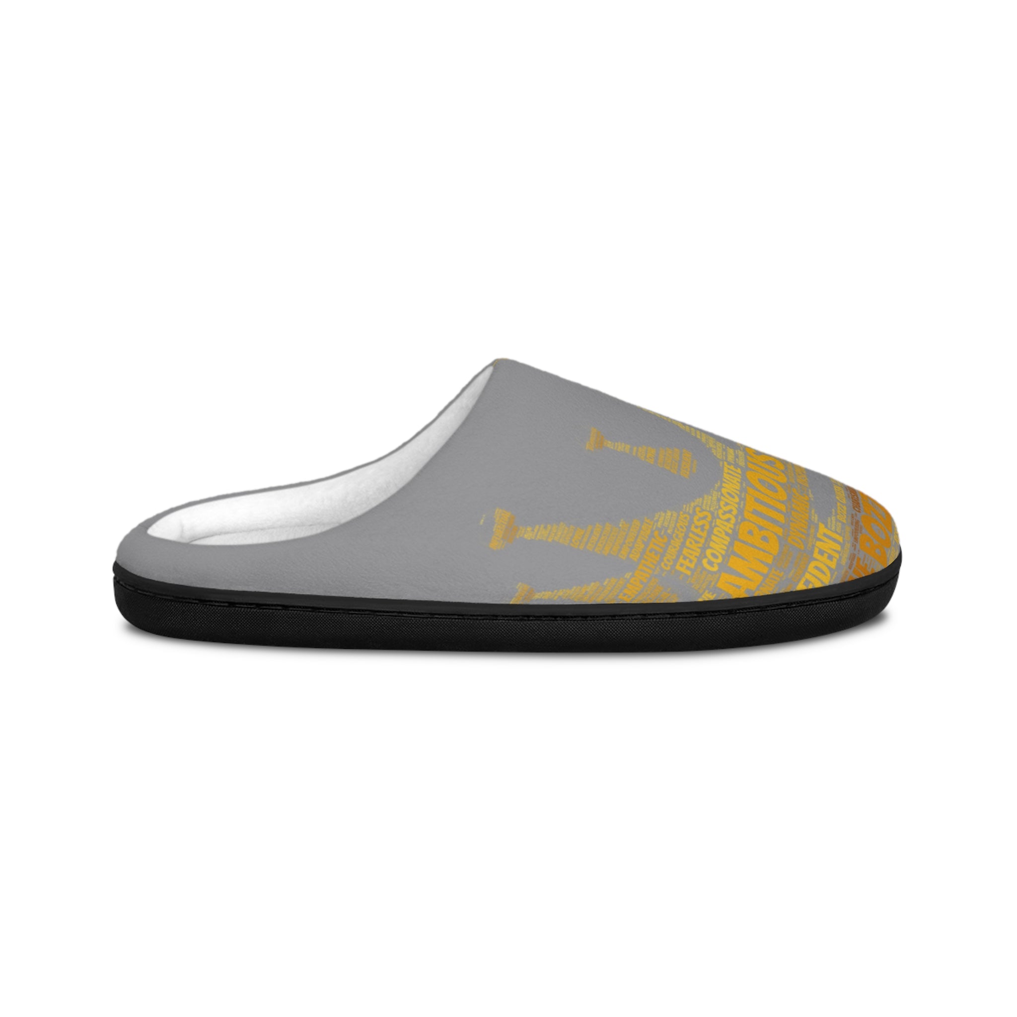 Bozz Queen Grey & Gold Women's Indoor Slippers - Soft Flannel House Shoes