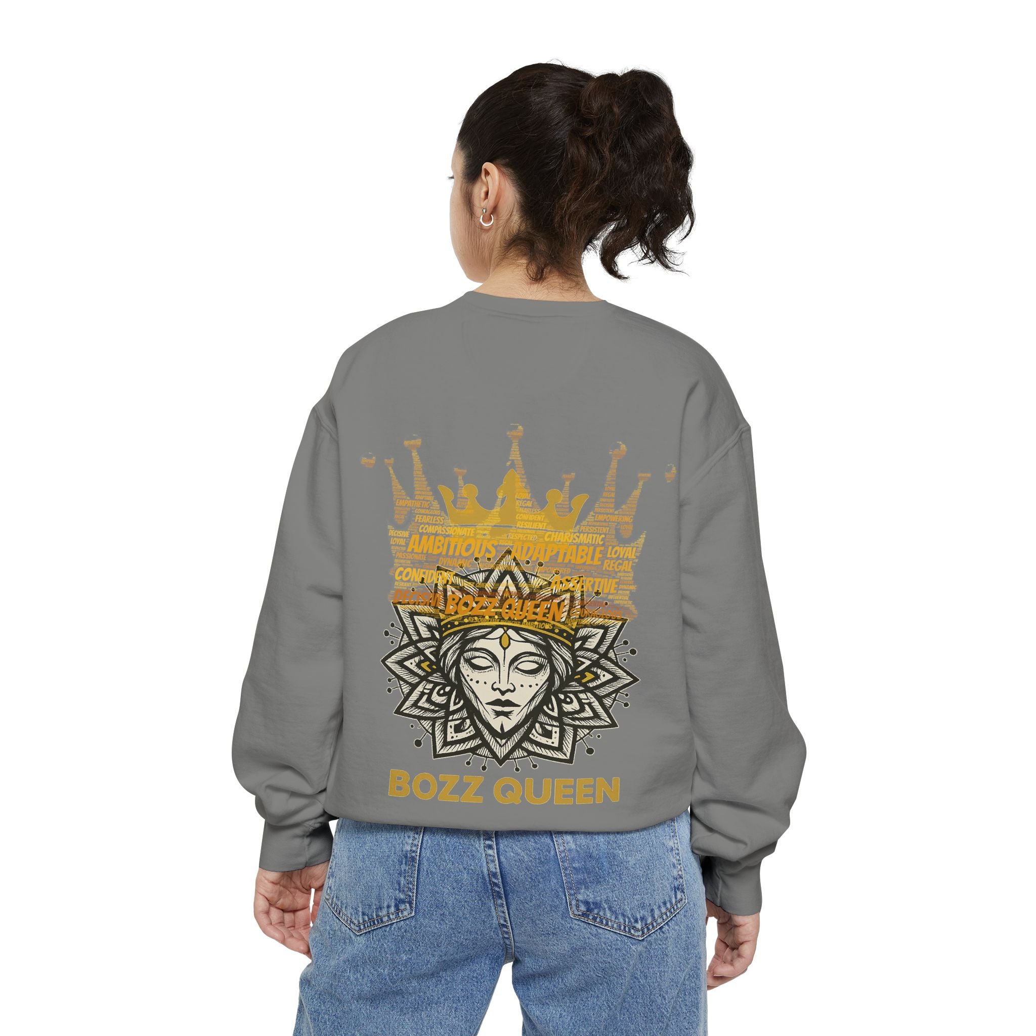 Bozz Queen Women Garment-Dyed Sweatshirt - Flower of Life Design