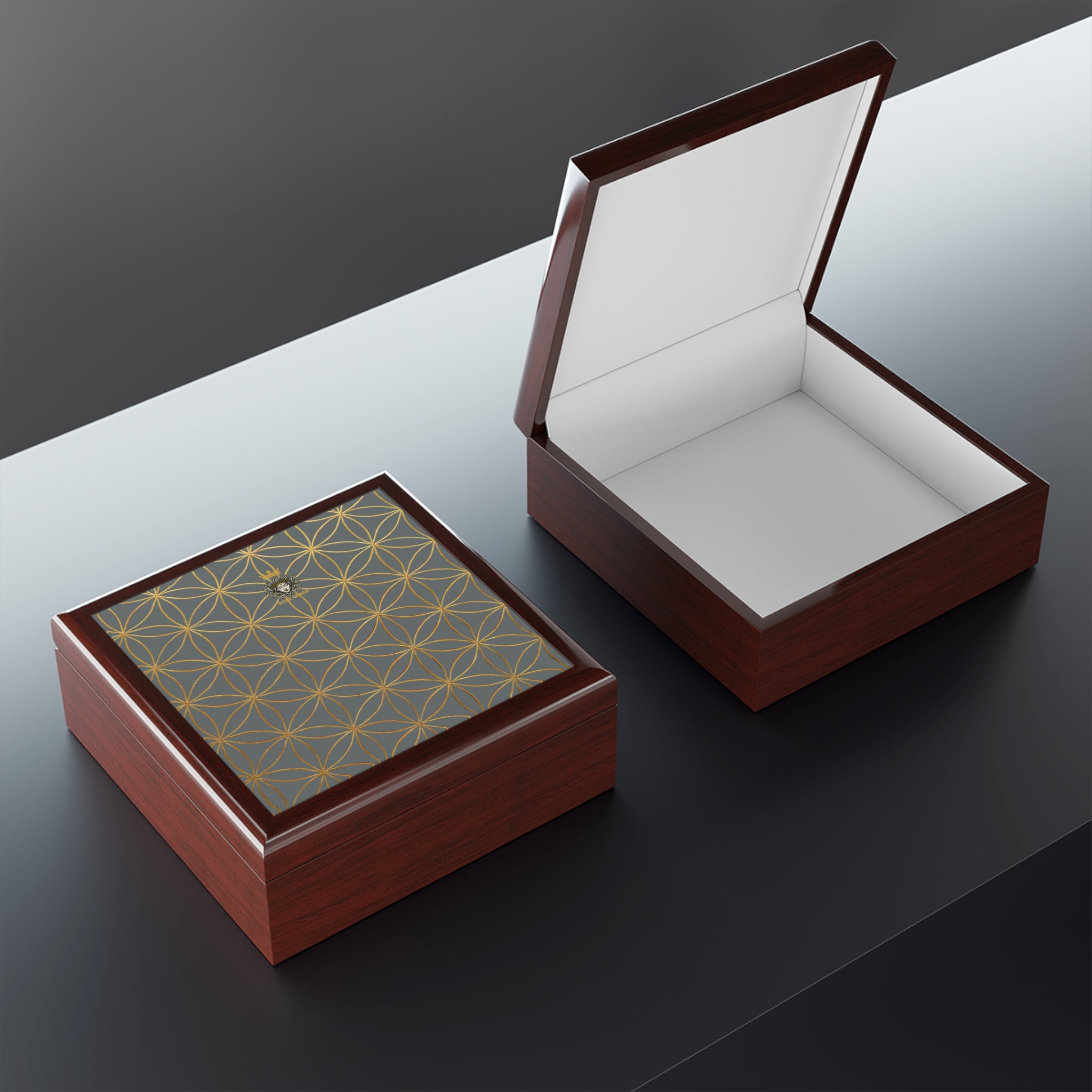 Flower of Life Jewelry Box - Dark Grey Elegant Keepsake Organizer