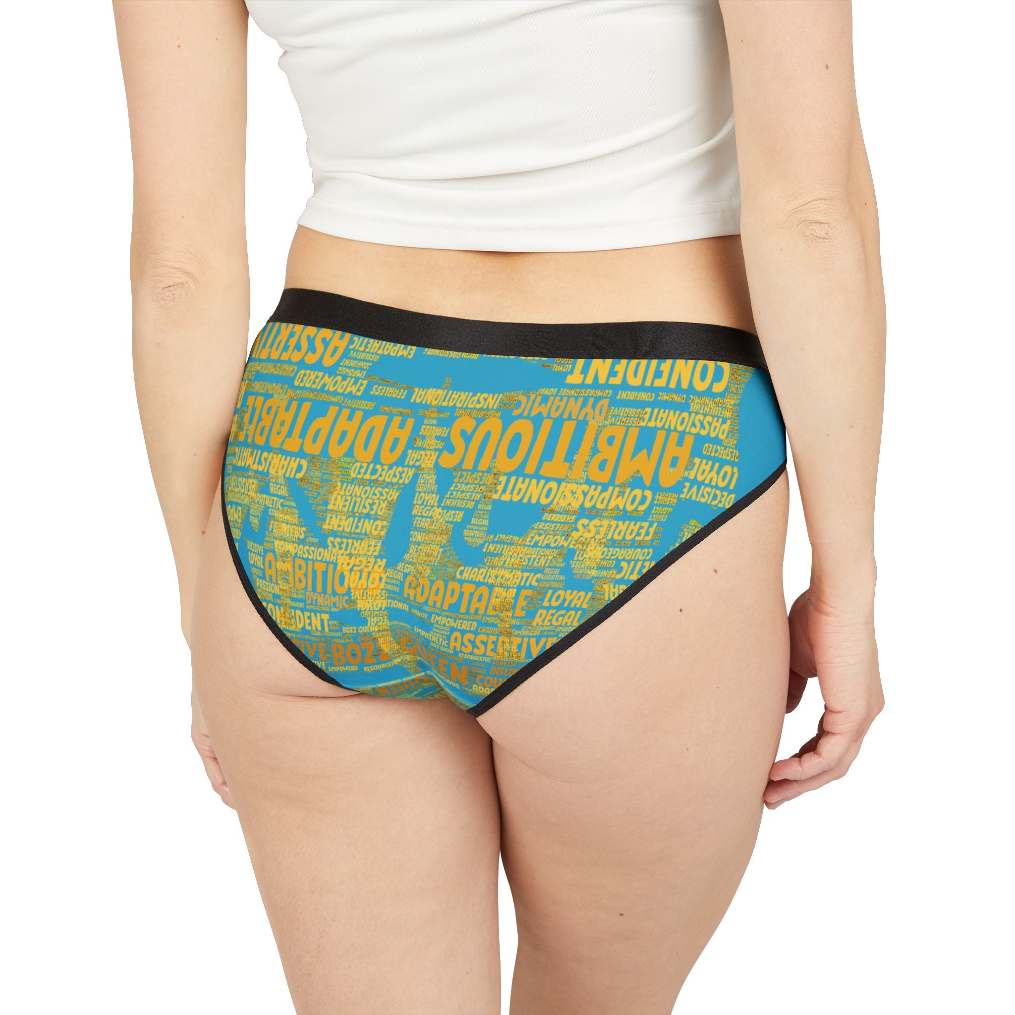 Women's Turquoise Yellow Motivational Underwear - Bold Statement Lingerie