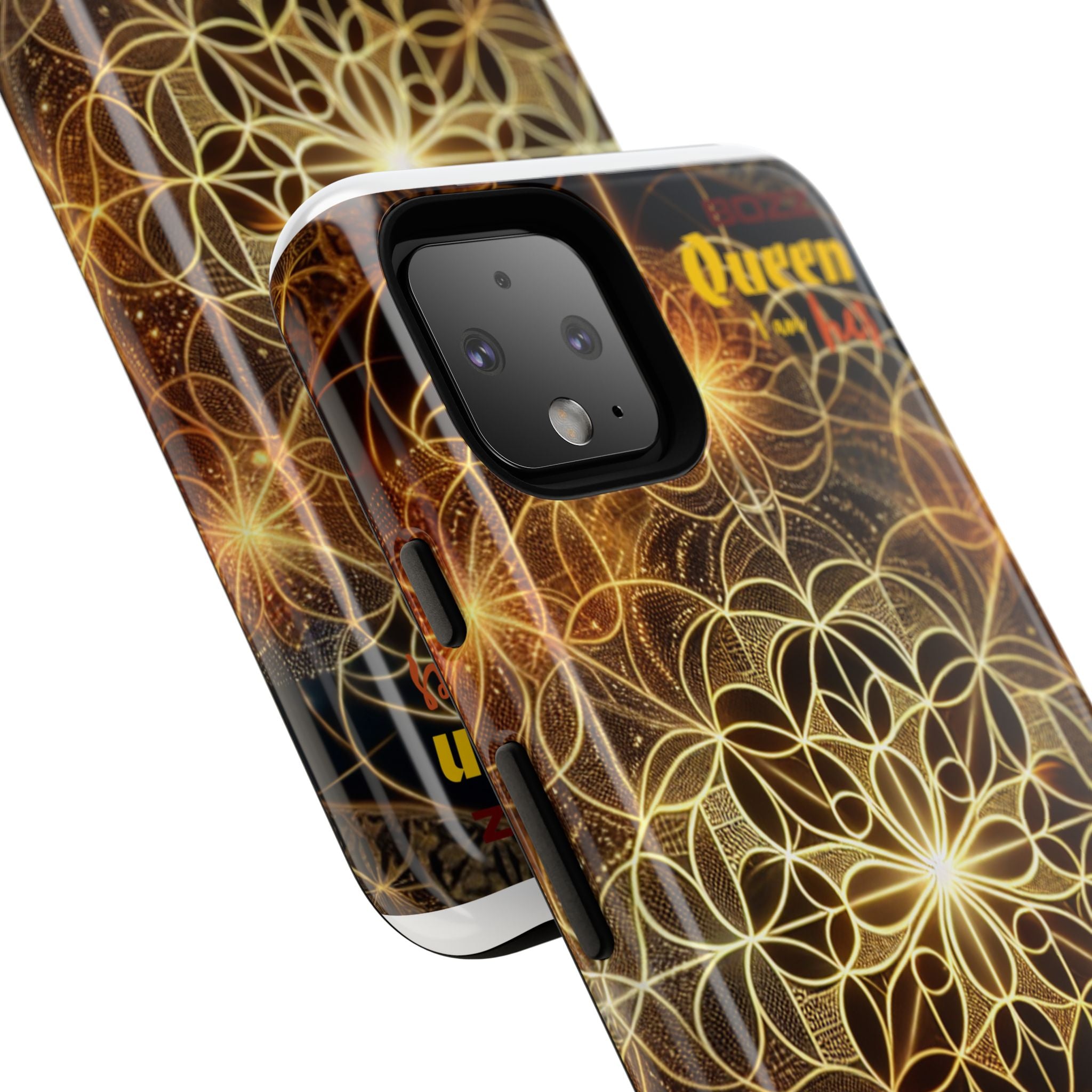 Golden Flower Mandala Phone Case, Tough Cases, Bohemian Phone Cover, Unique Gift for Him/Her, Spiritual and Artistic Design
