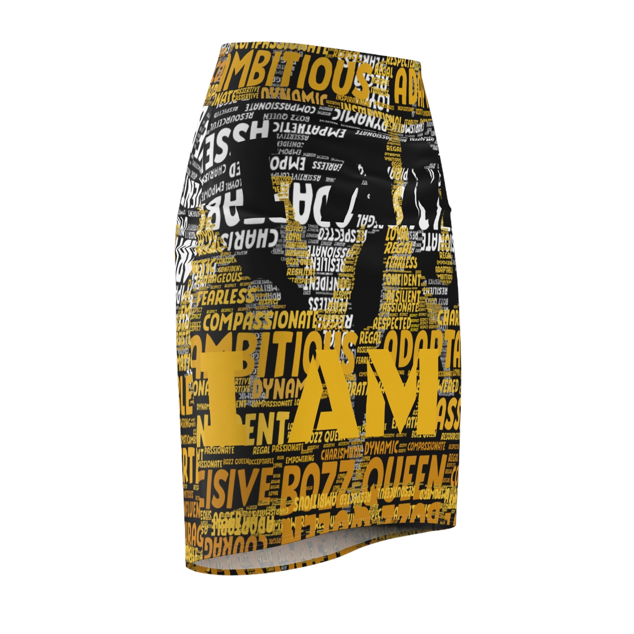 BOZZ QUEEN I AM Series Empowering Women's Pencil Skirt - Motivational Fashion