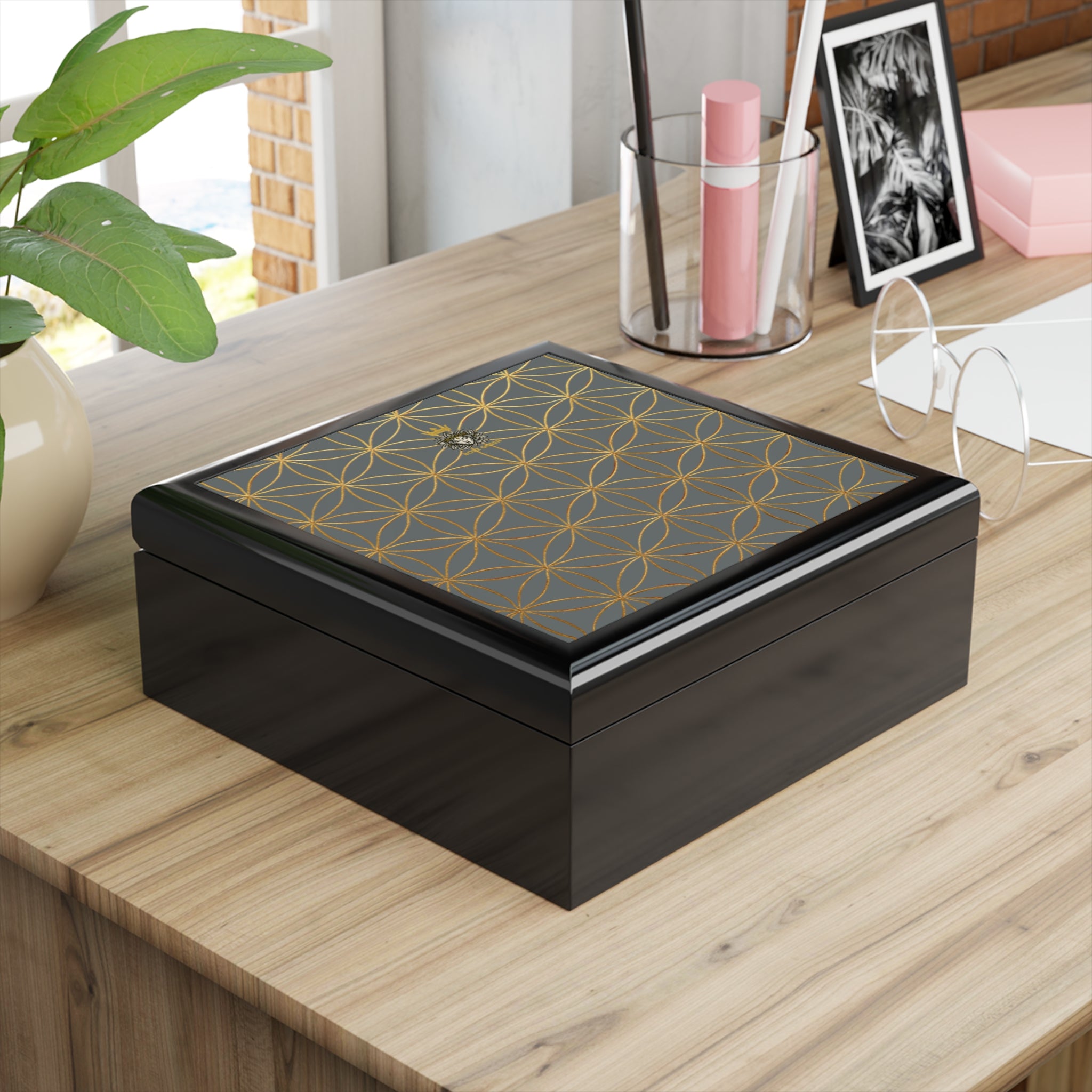 Flower of Life Jewelry Box - Dark Grey Elegant Keepsake Organizer