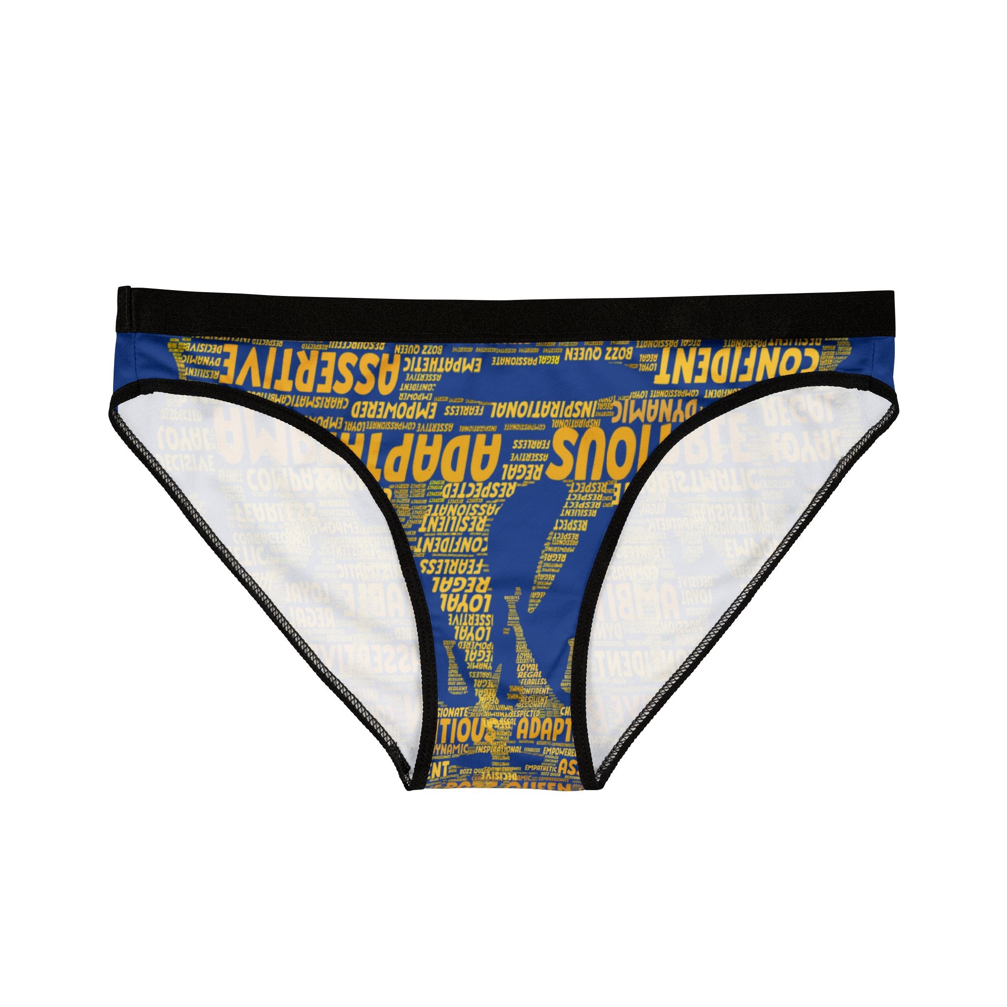 Women's Dark Blue Yellow Motivational Underwear - Bold Statement Lingerie