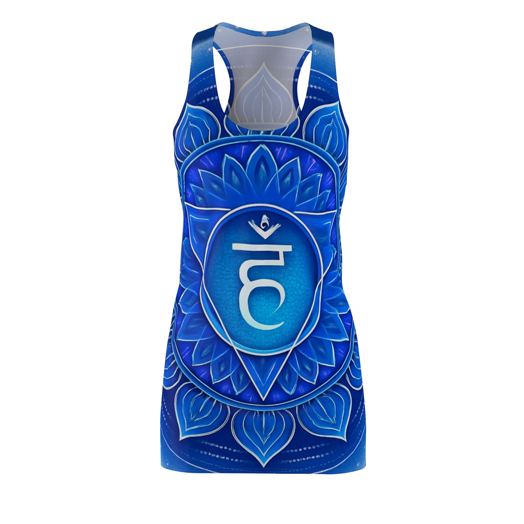 Blue Chakra Flow Racerback Dress - Throat Energy (Vishuddha) Wellness Wear