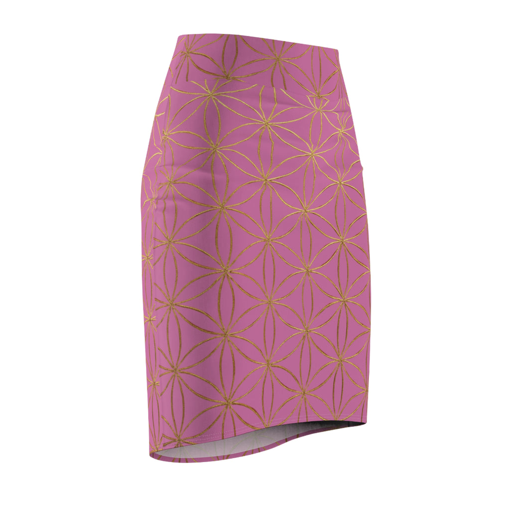 Light Pink Flower of Life Pencil Skirt - Women's Chic Office & Date Night Skirt