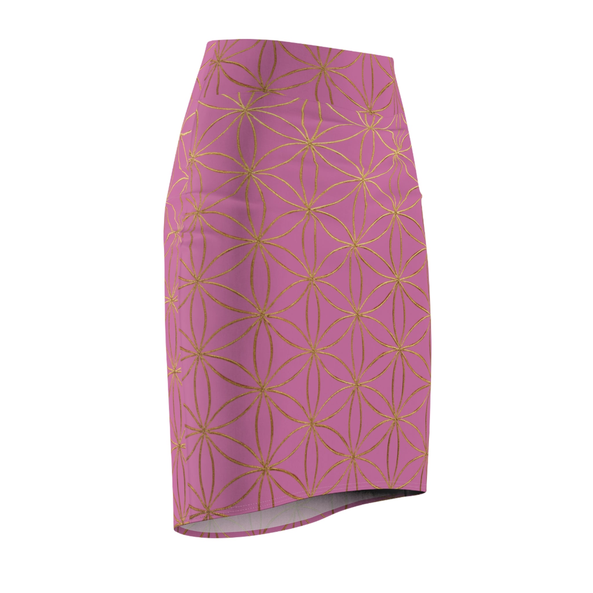 Light Pink Flower of Life Pencil Skirt - Women's Chic Office & Date Night Skirt