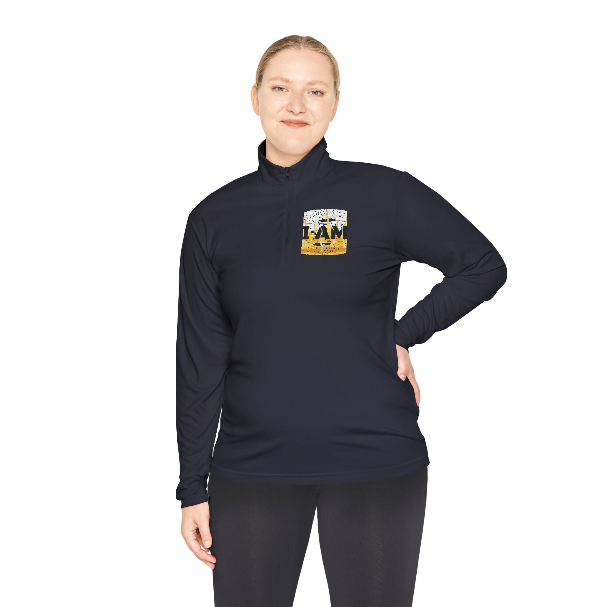 I AM Unisex Quarter-Zip Pullover - Motivational Activewear for Gym & Yoga