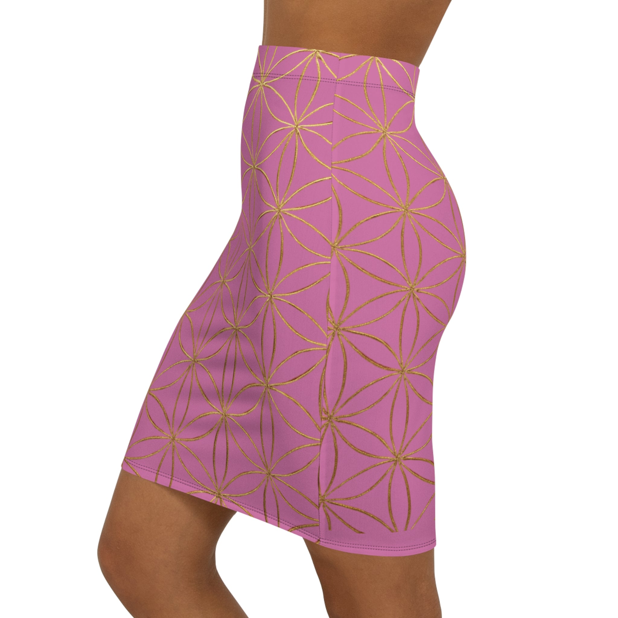 Light Pink Flower of Life Pencil Skirt - Women's Chic Office & Date Night Skirt