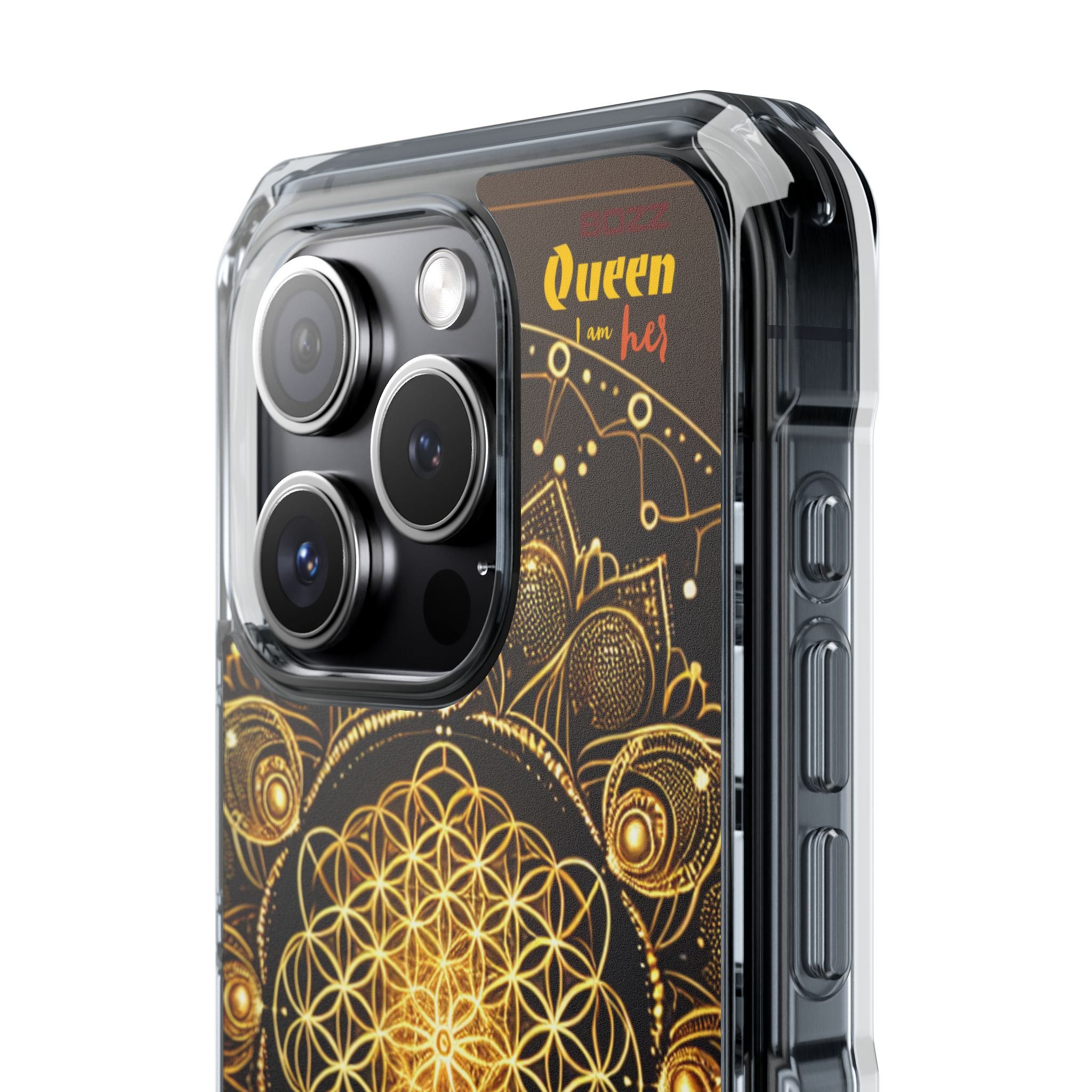 Magnetic Phone Case with Spiritual Mandala Design, Bozz Queen, Durable Clear Impact Case, Unique Gift for Spiritual Seekers, Phone Accessory