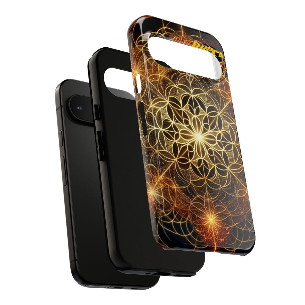 Golden Flower Mandala Phone Case, Tough Cases, Bohemian Phone Cover, Unique Gift for Him/Her, Spiritual and Artistic Design