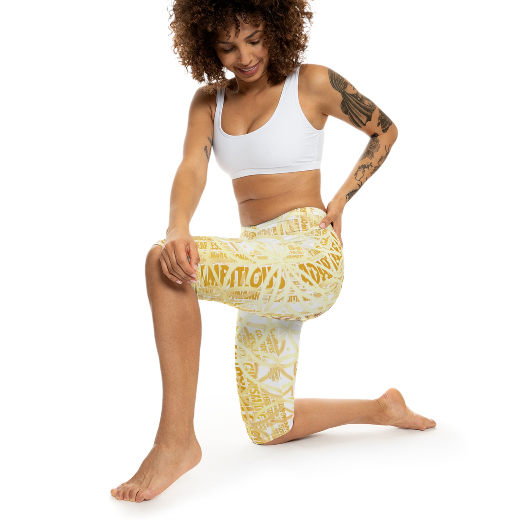 White Chic Women's Capri Leggings - Stylish Yoga Pants & Activewear