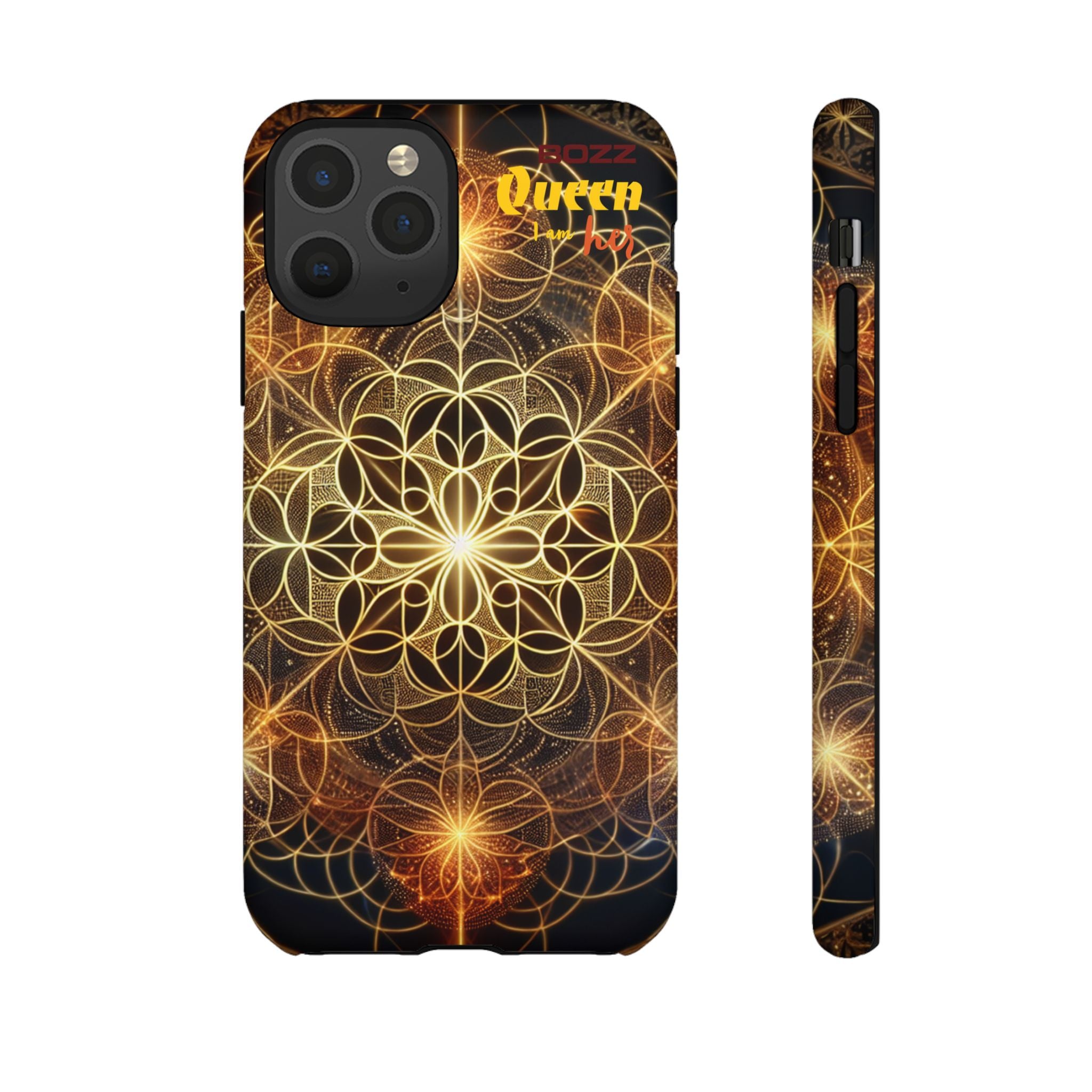 Golden Flower Mandala Phone Case, Tough Cases, Bohemian Phone Cover, Unique Gift for Him/Her, Spiritual and Artistic Design
