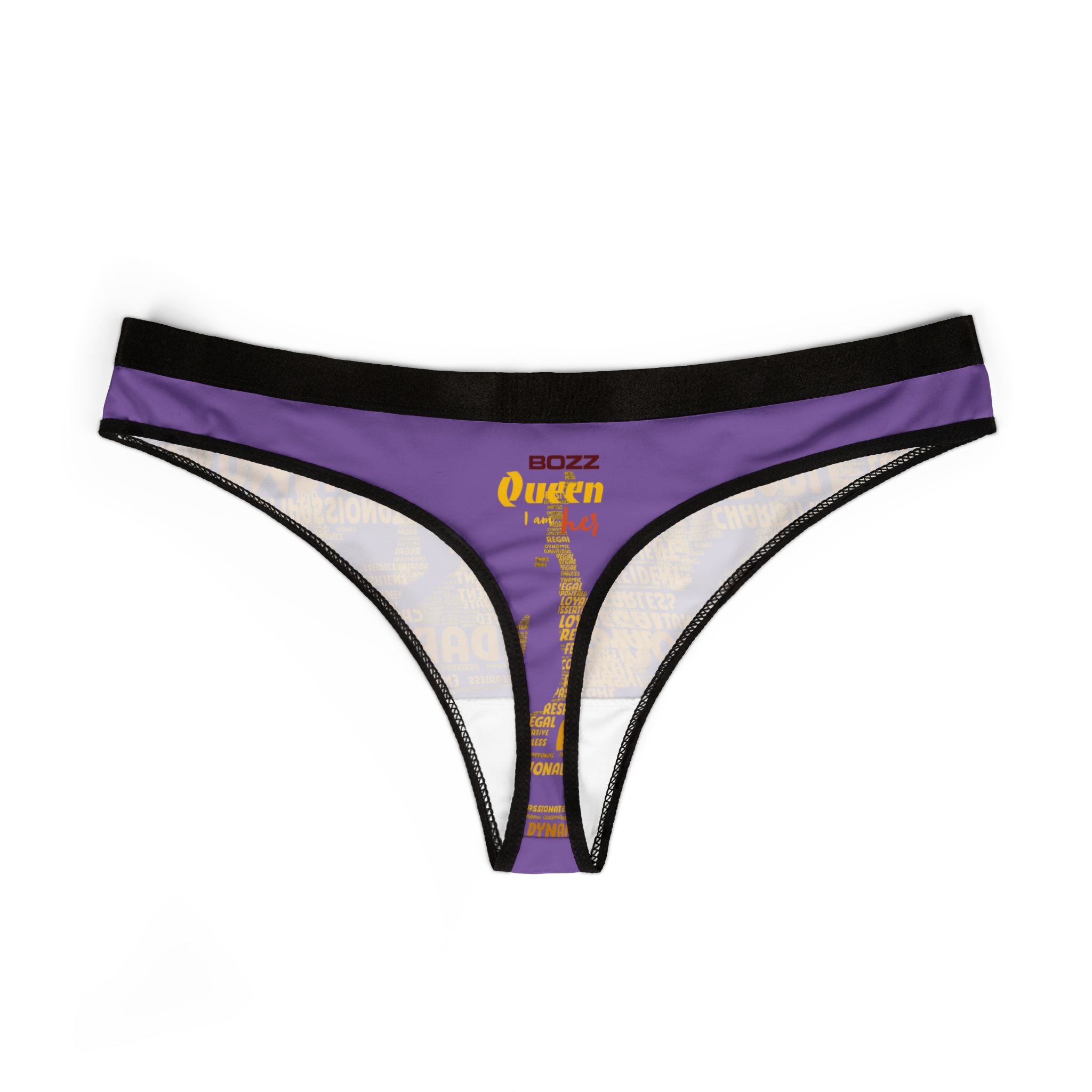 Women's Purple Yellow Thongs - Bold Statement Motivational Lingerie
