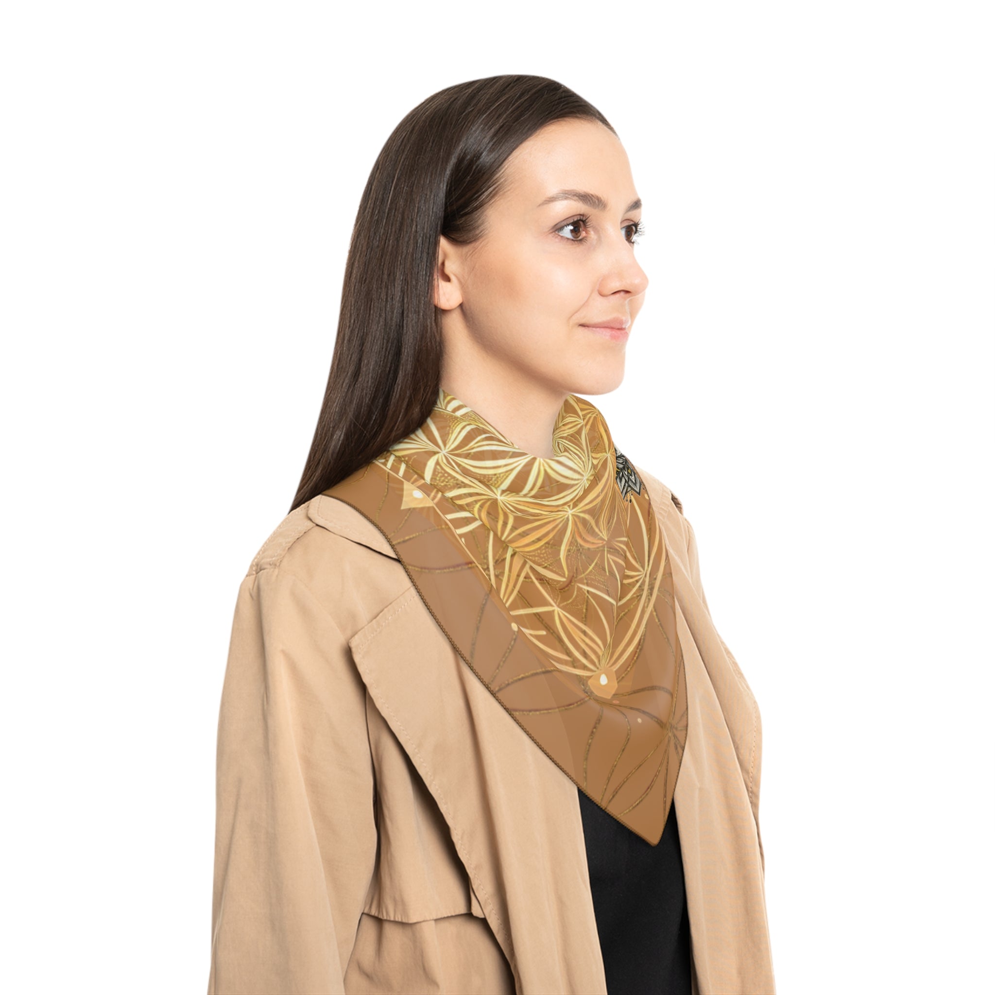 Flower of Life Light Brown Scarf - Sacred Geometry Spiritual Accessory
