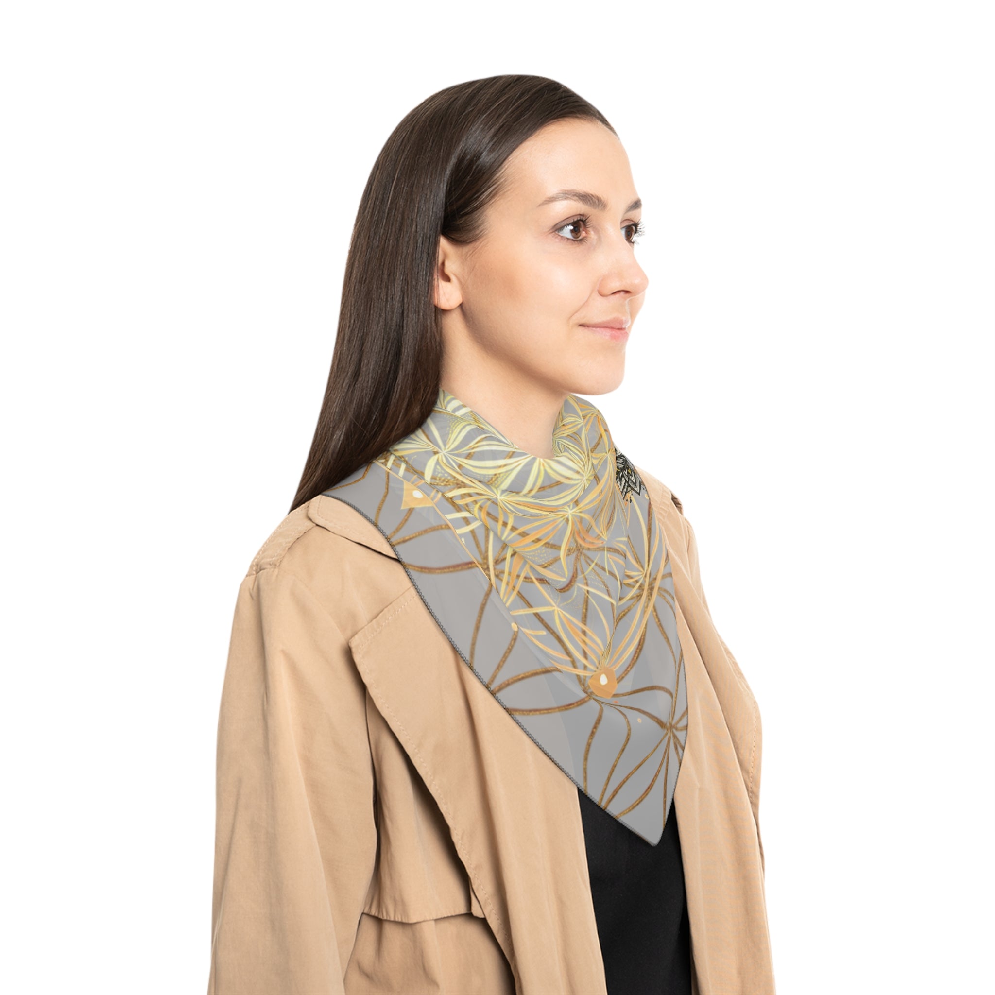 Flower of Life Light Grey Scarf - Sacred Geometry Spiritual Accessory