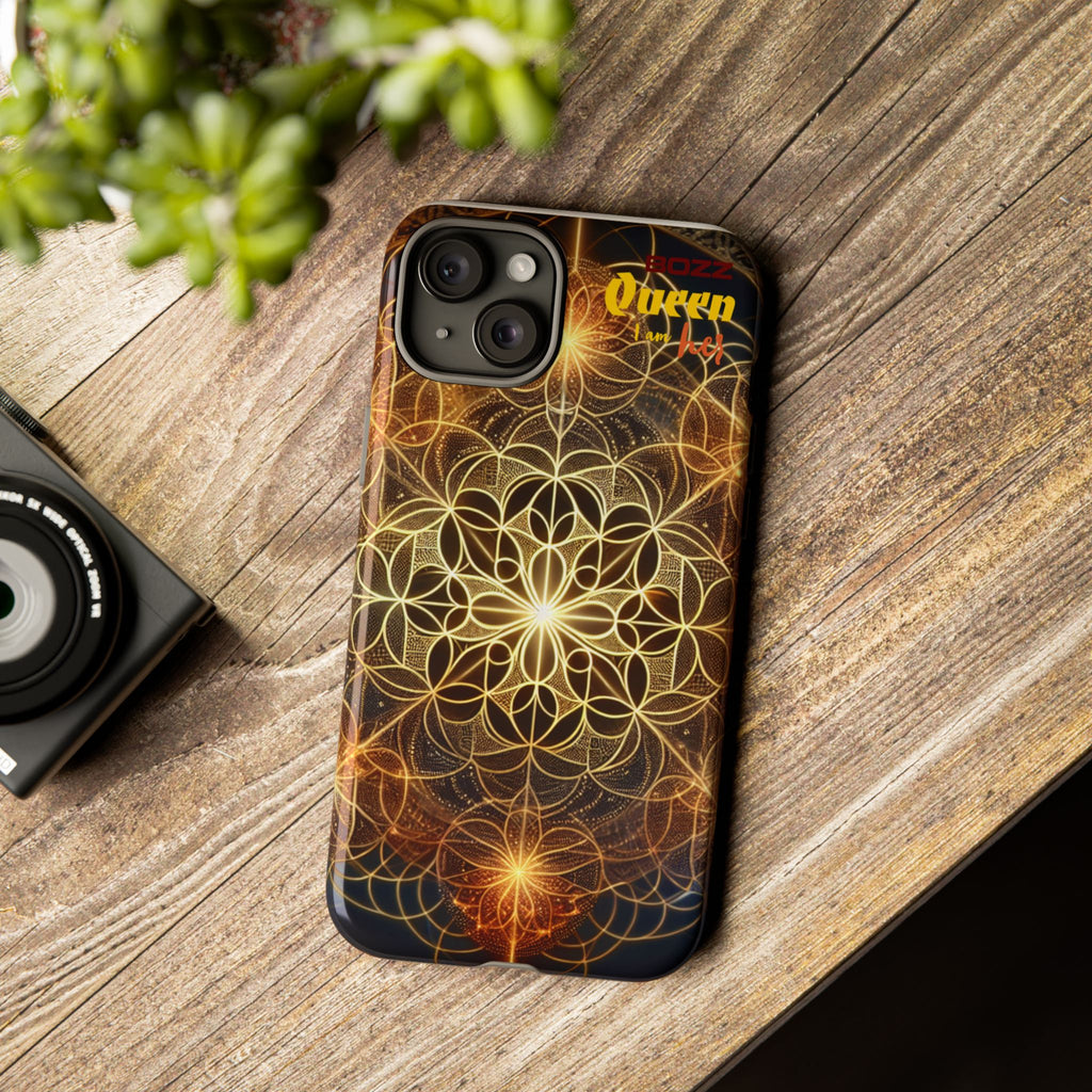 Golden Flower Mandala Phone Case, Tough Cases, Bohemian Phone Cover, Unique Gift for Him/Her, Spiritual and Artistic Design