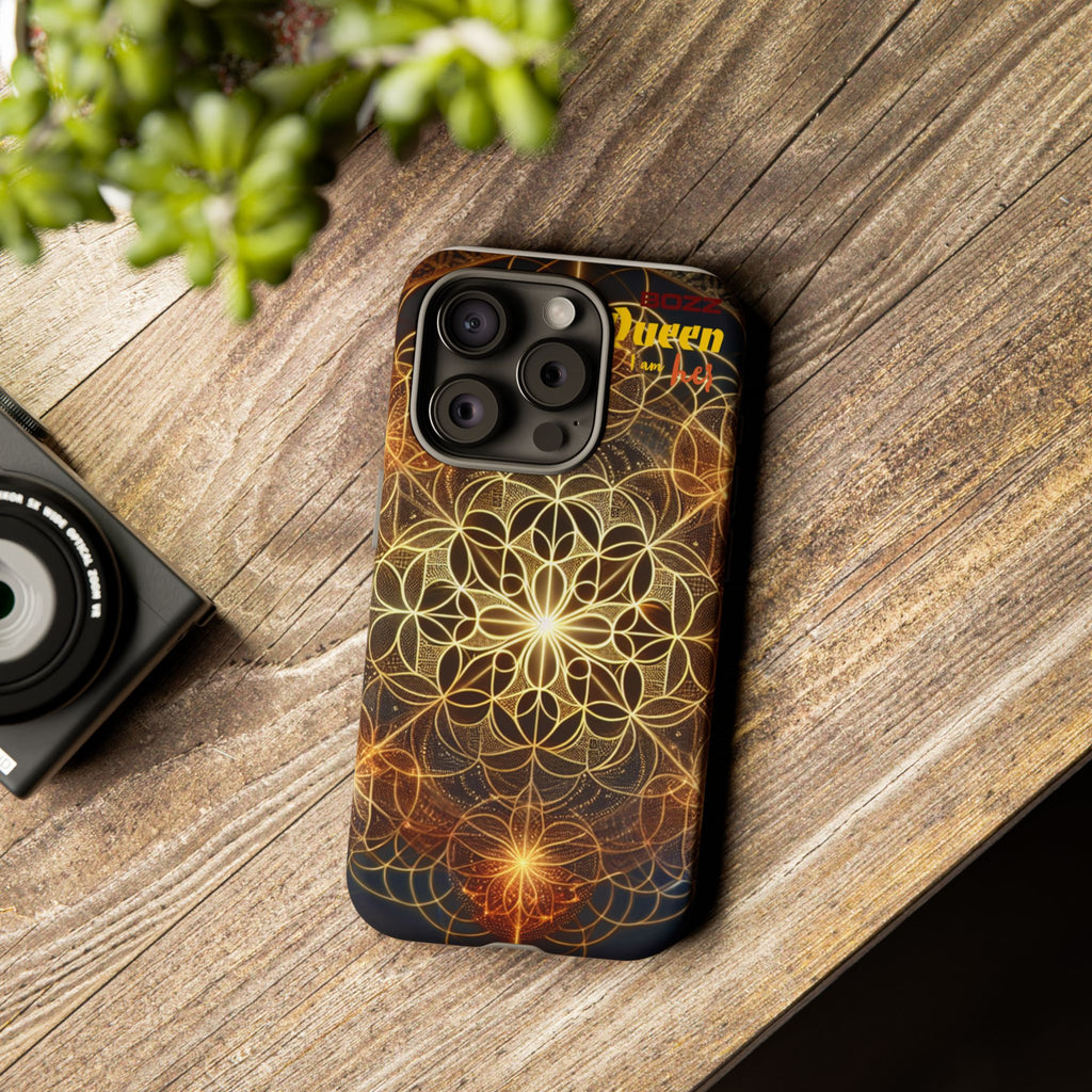 Golden Flower Mandala Phone Case, Tough Cases, Bohemian Phone Cover, Unique Gift for Him/Her, Spiritual and Artistic Design