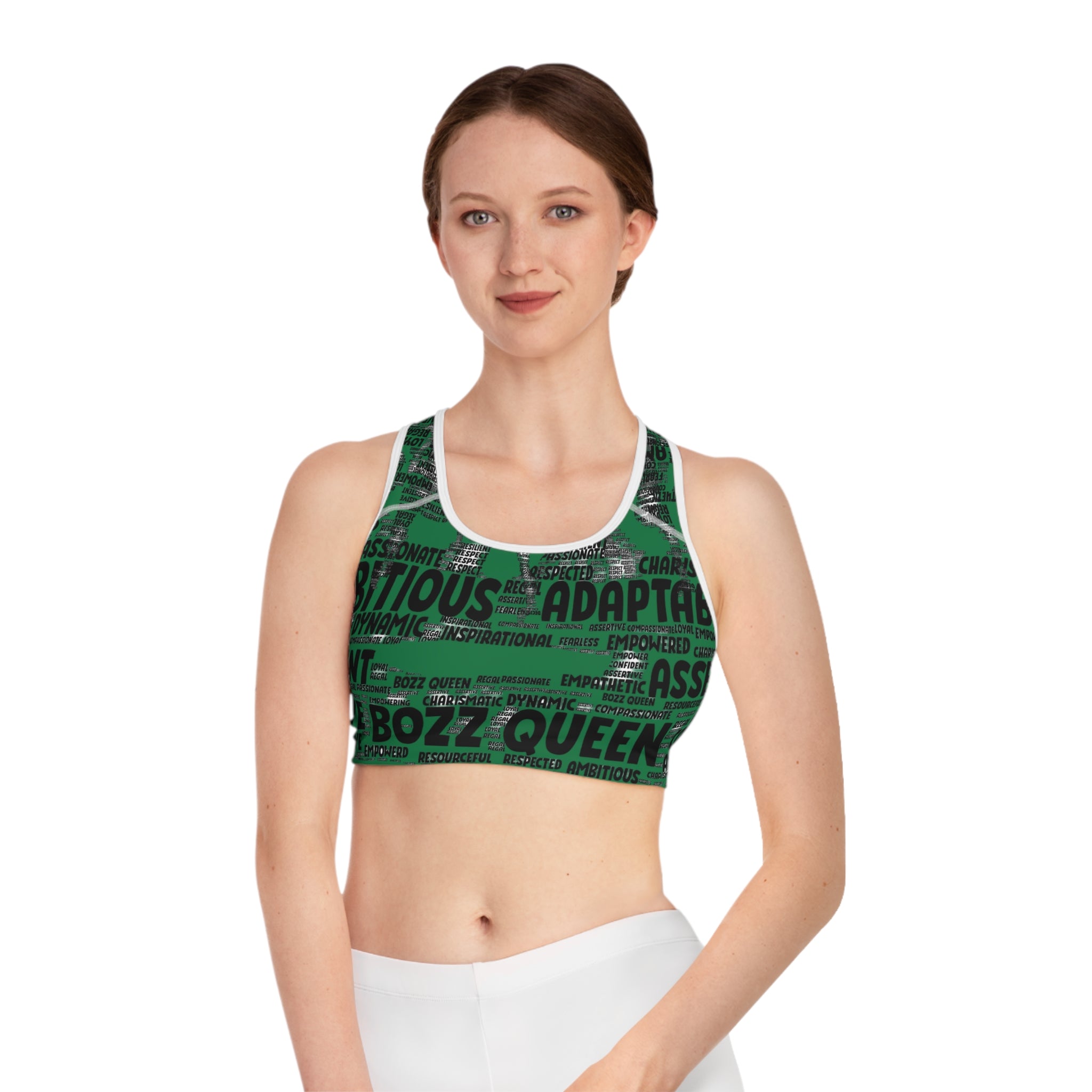 Empowering Sports Bra - Bozz Queen Origin Collection | Dark Green & Black